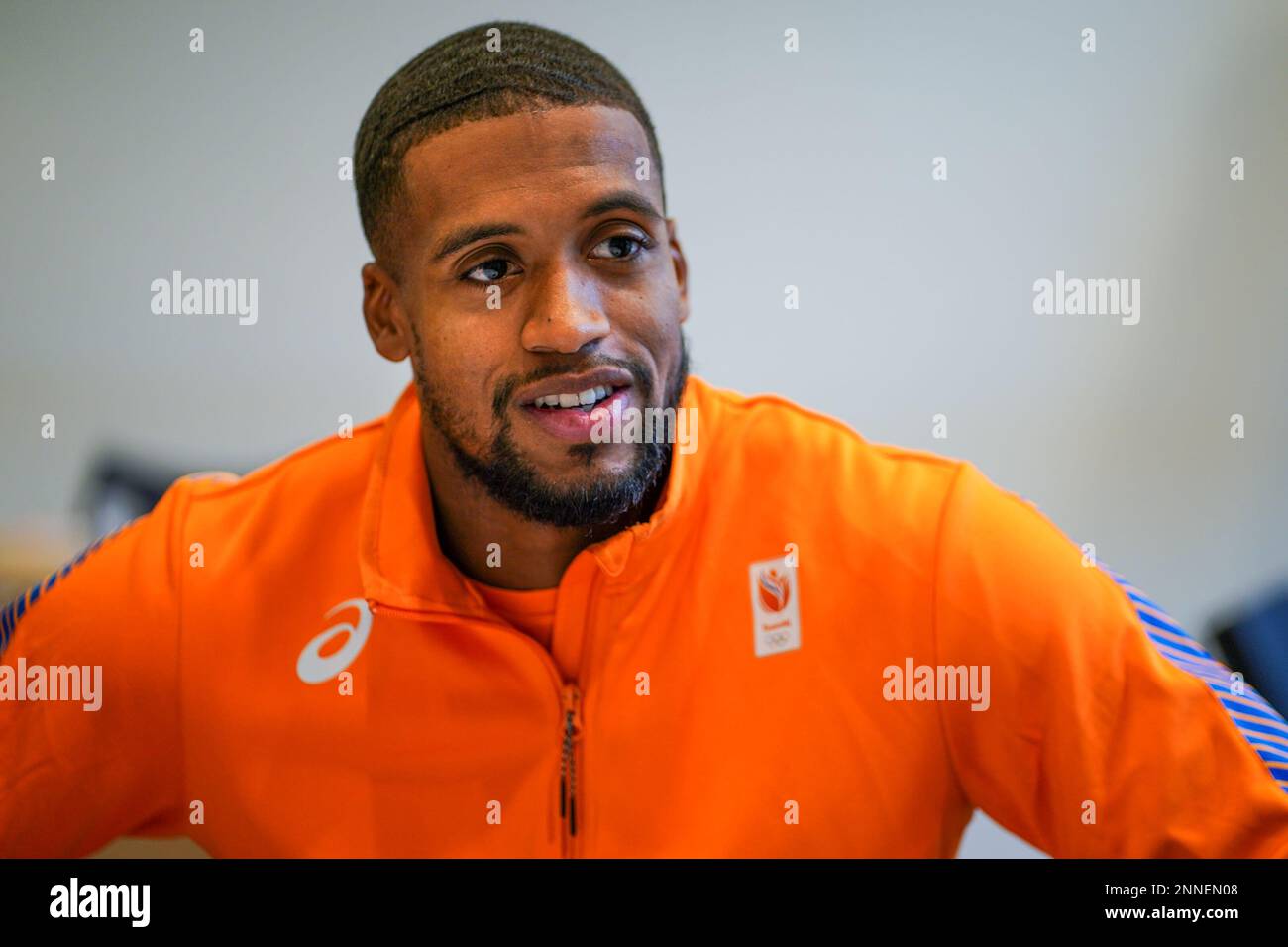 ARNHEM, PAESI BASSI - 23 FEBBRAIO: Isayah Boers of the Netherlands durante una conferenza stampa prima dei Campionati europei di atletica indoor al Papendal il 23 febbraio 2023 ad Arnhem, Paesi Bassi (Foto di Joris Verwijst/BSR Agency) Foto Stock
