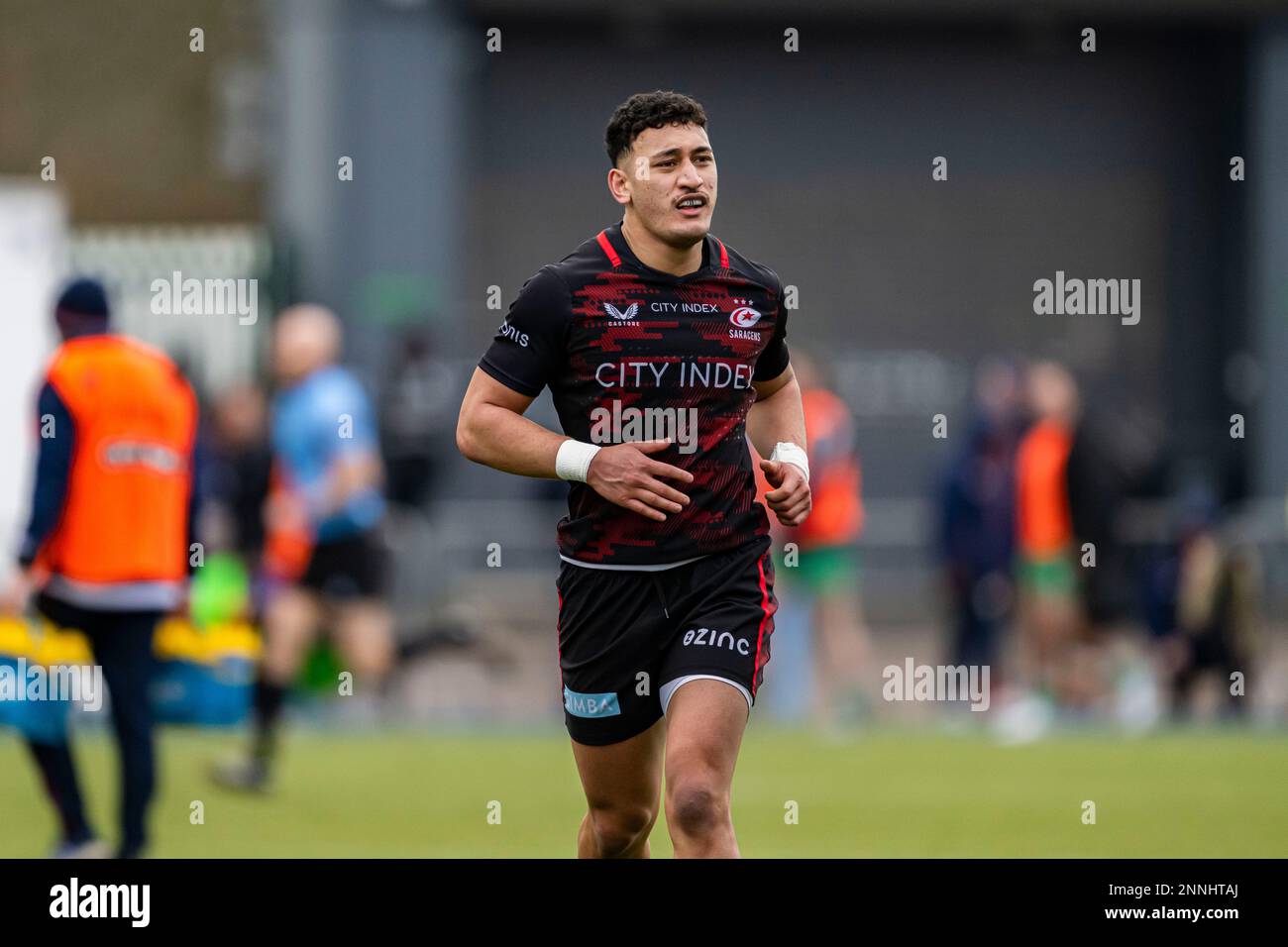 LONDRA, REGNO UNITO. 25th, Feb 2023. Manu Vunipola di Saracens durante il Gallagher Premiership Rugby Match tra Saracens e Newcastle Falcons allo StoneX Stadium sabato 25 febbraio 2023. LONDRA INGHILTERRA. Credit: Taka G Wu/Alamy Live News Foto Stock