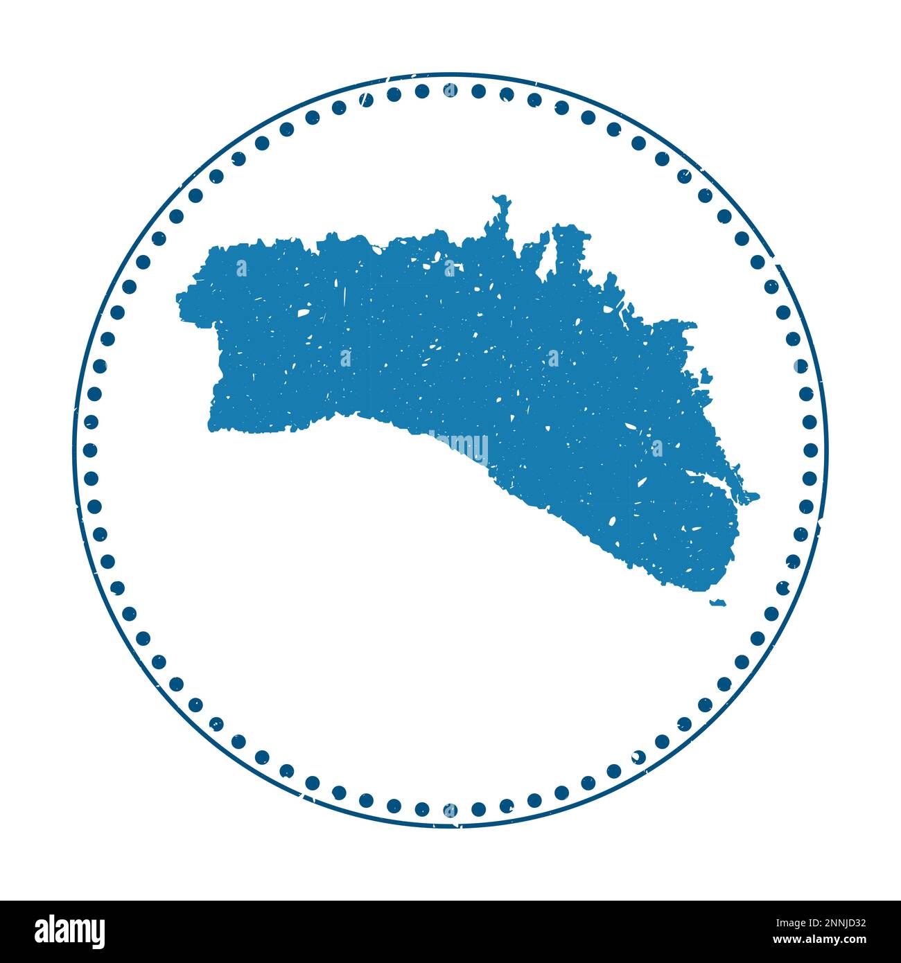 Adesivo Minorca. Francobollo di gomma da viaggio con mappa dell'isola, illustrazione vettoriale. Può essere utilizzato come insegna, logotipo, etichetta, adesivo o badge del Minorc Illustrazione Vettoriale