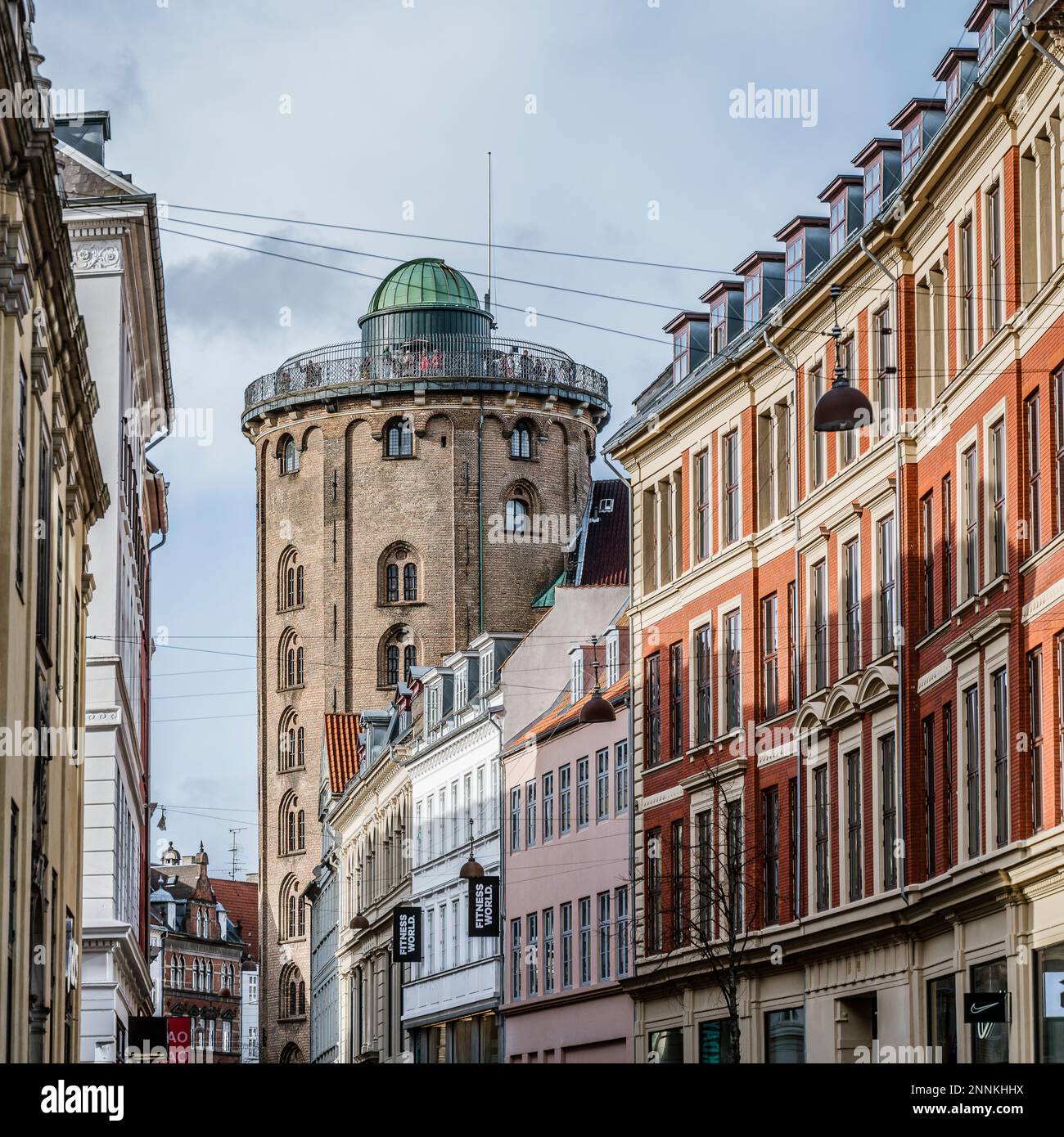La torre rotonda a kobmagergade nel centro di Copenaghen, 18 febbraio 2023 Foto Stock