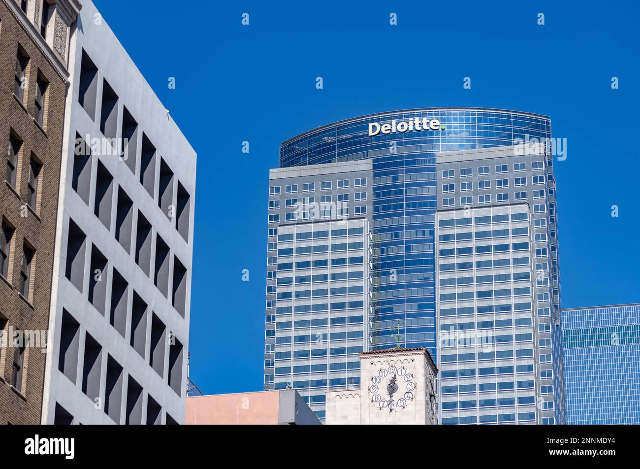 Una foto della Torre della compagnia di gas o dell'edificio Deloitte nel centro di Los Angeles. Foto Stock