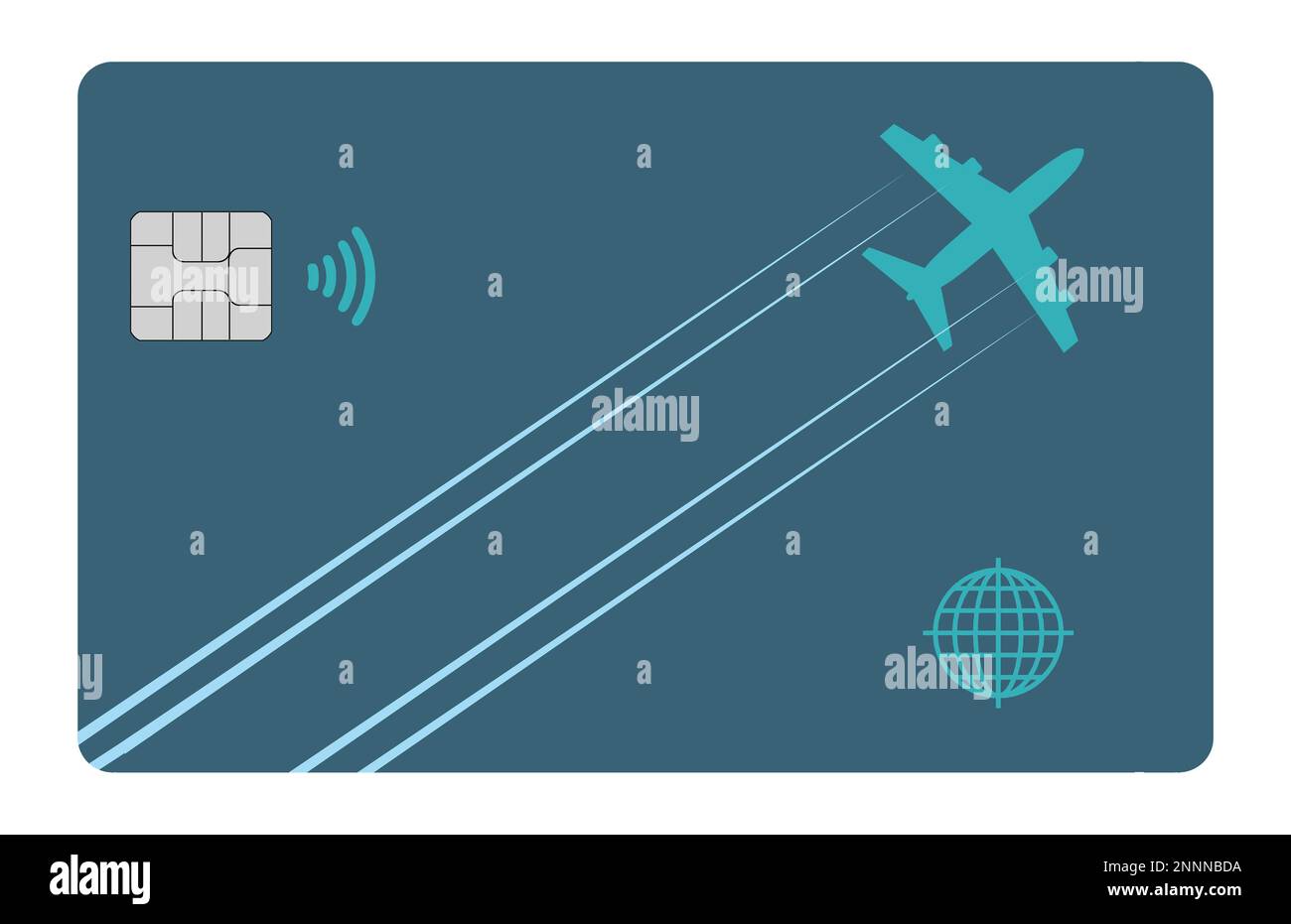 L'immagine di un aereo di linea lascia un disegno del contrail attraverso la faccia di una carta di credito di ricompensa di miglia aeree in questa illustrazione circa i benefici per il viaggiatore di aria Foto Stock