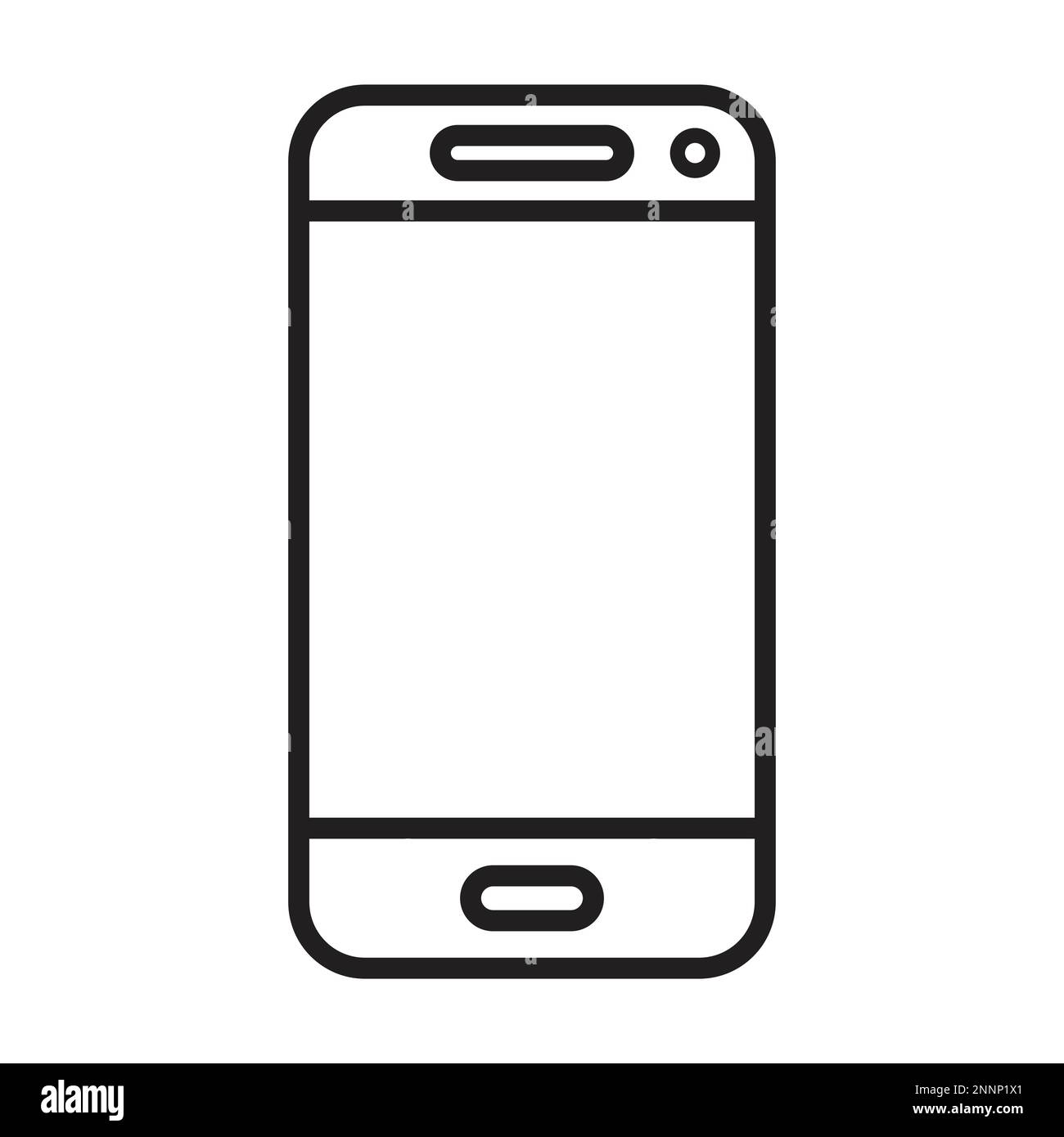 Icona linea smartphone nera, icona telefono cellulare vettoriale contorno, touch screen linea telefonica, icona smartphone trendy vettoriale eps 10 Illustrazione Vettoriale