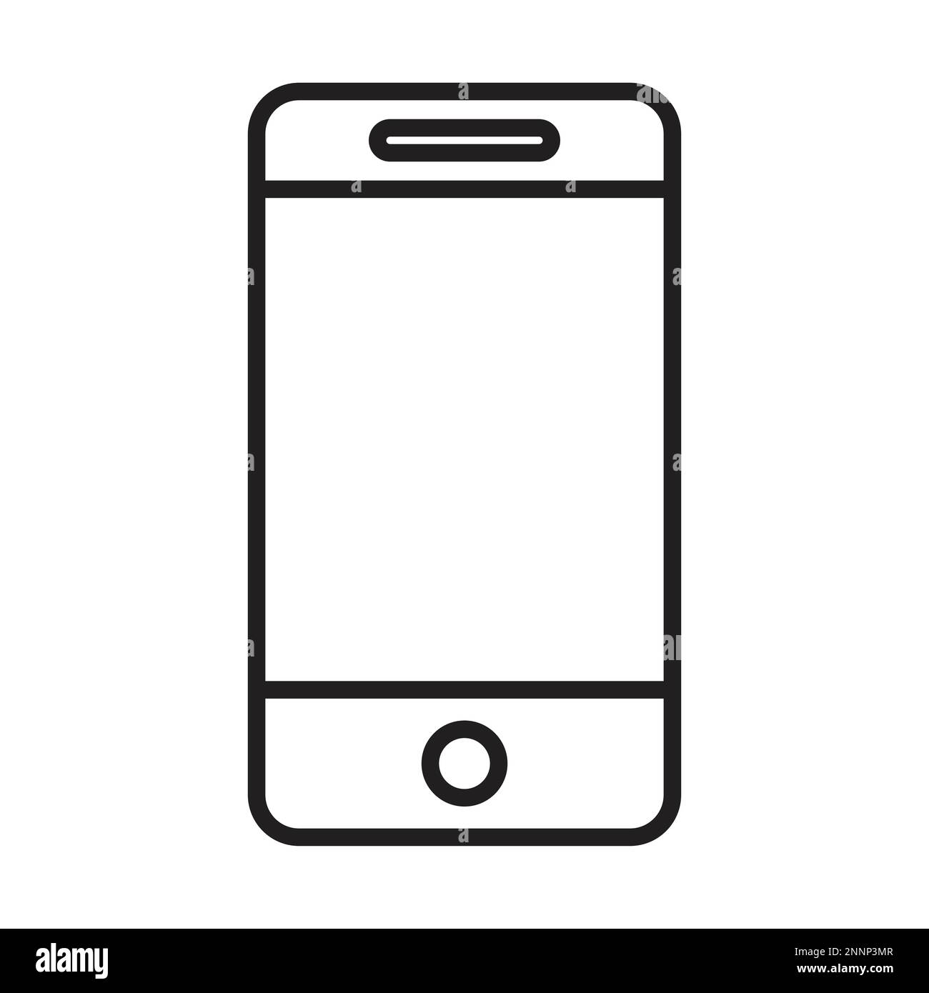 Icona linea smartphone nera, icona telefono cellulare vettoriale contorno, touch screen linea telefonica, icona smartphone trendy vettoriale eps 10 Illustrazione Vettoriale