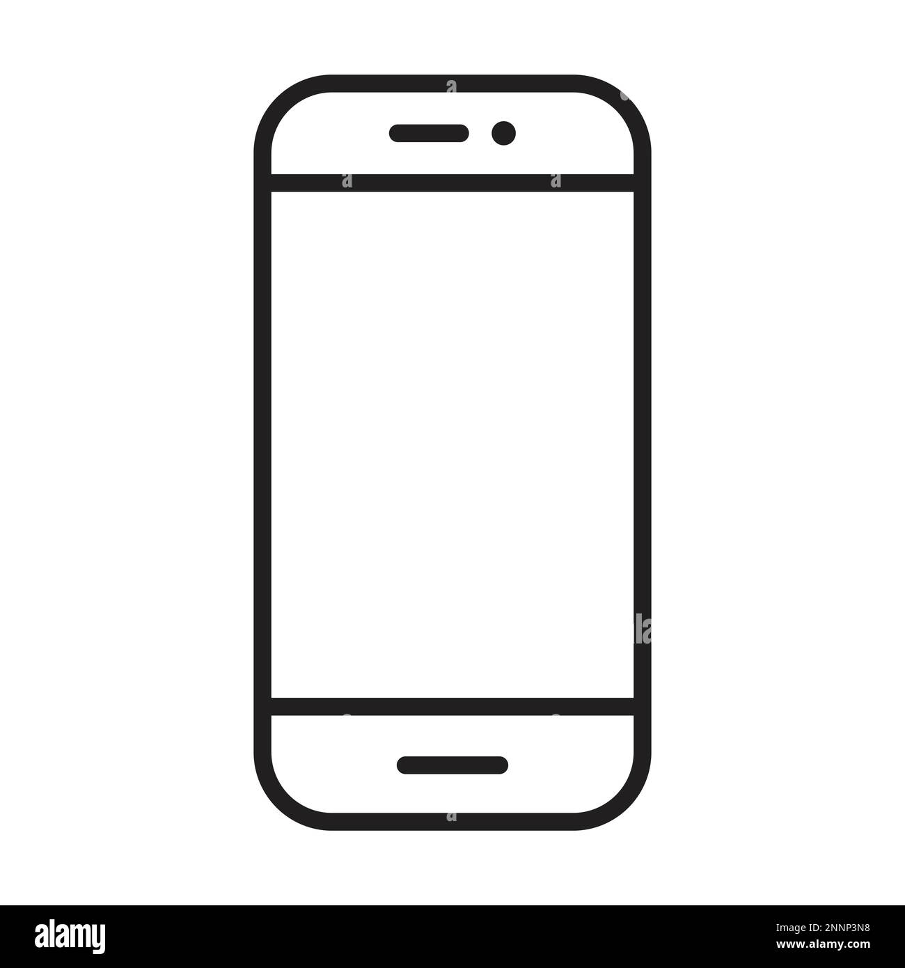 Icona linea smartphone nera, icona telefono cellulare vettoriale contorno, touch screen linea telefonica, icona smartphone trendy vettoriale eps 10 Illustrazione Vettoriale