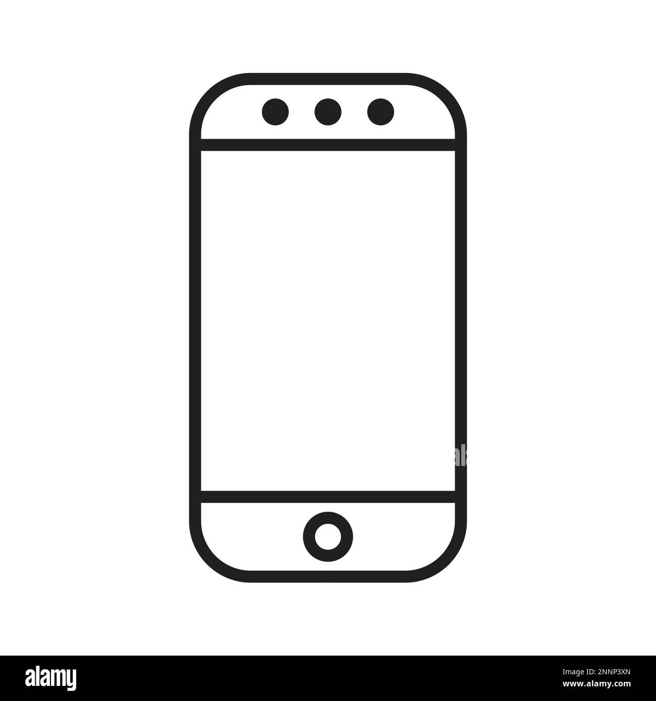 Icona linea smartphone nera, icona telefono cellulare vettoriale contorno, touch screen linea telefonica, icona smartphone trendy vettoriale eps 10 Illustrazione Vettoriale