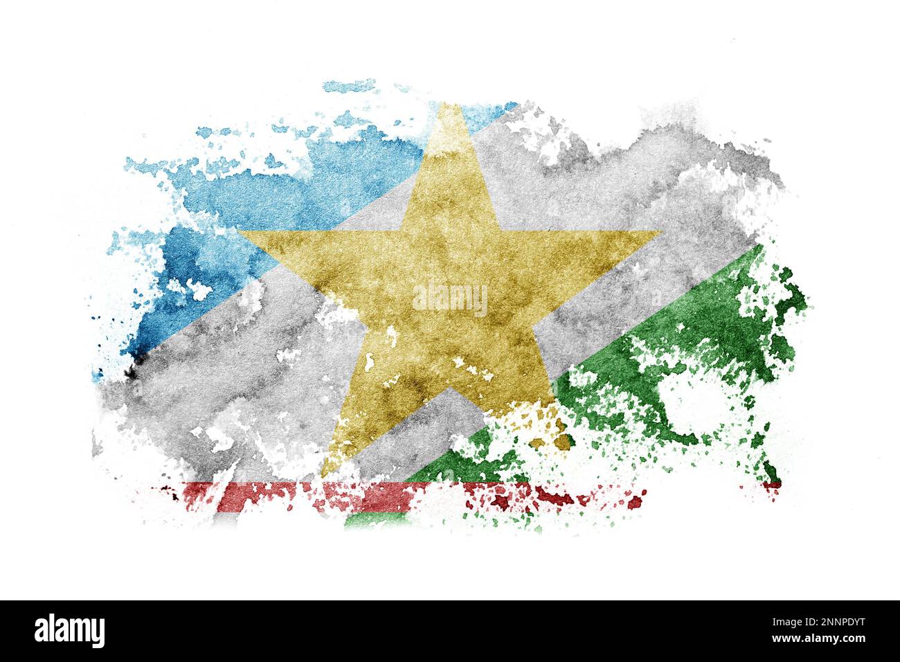 Brasile, Brasile, sfondo bandiera Roraima dipinto su carta bianca con acquerello Foto Stock