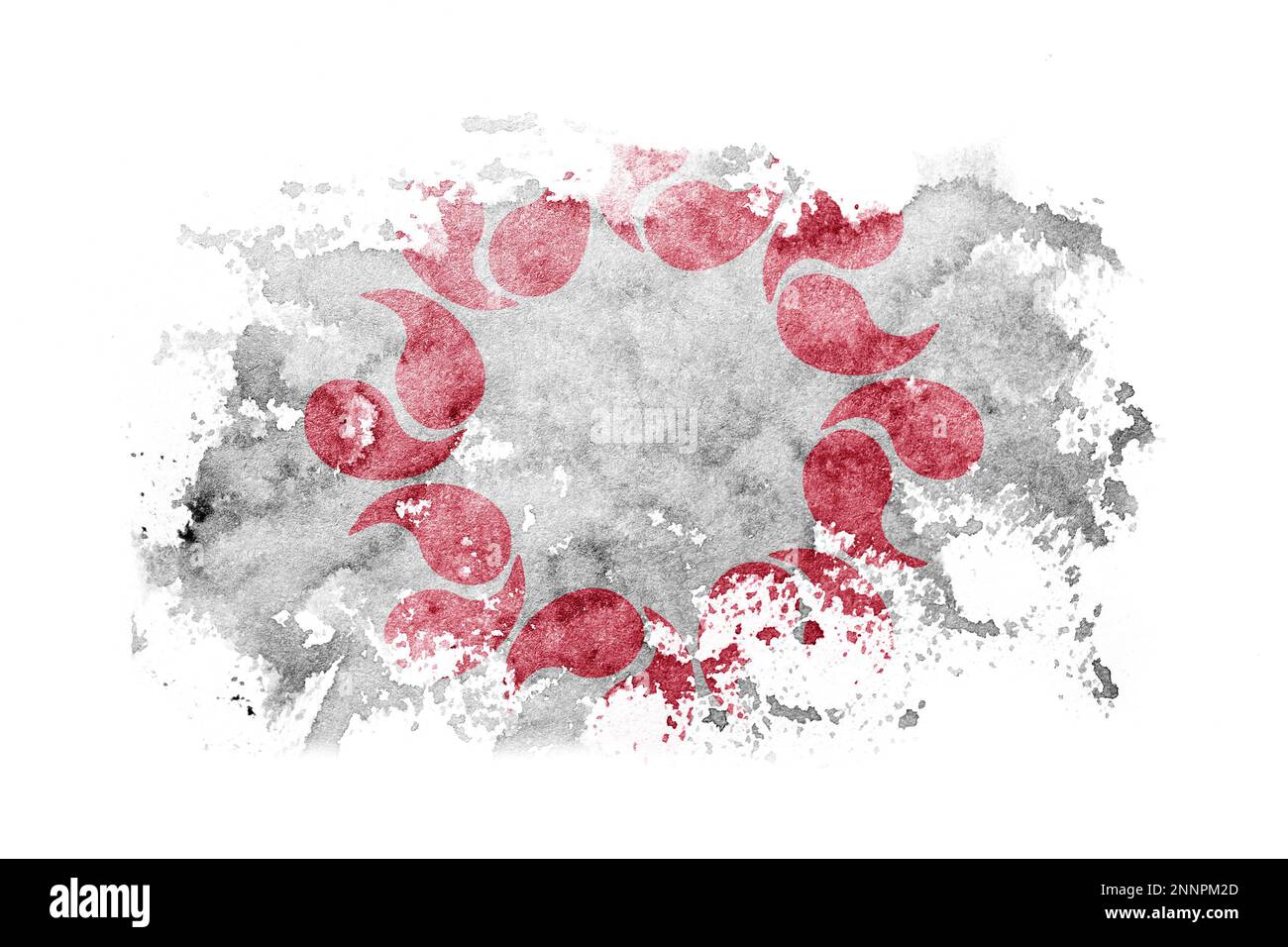 Giappone, giapponese, sfondo bandiera della prefettura di Saitama dipinto su carta bianca con acquerello Foto Stock