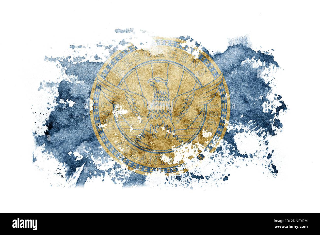 Stati Uniti d'America, America, Stati Uniti, Stati Uniti, America, Atlanta, Georgia sfondo bandiera dipinto su carta bianca con acquerello Foto Stock