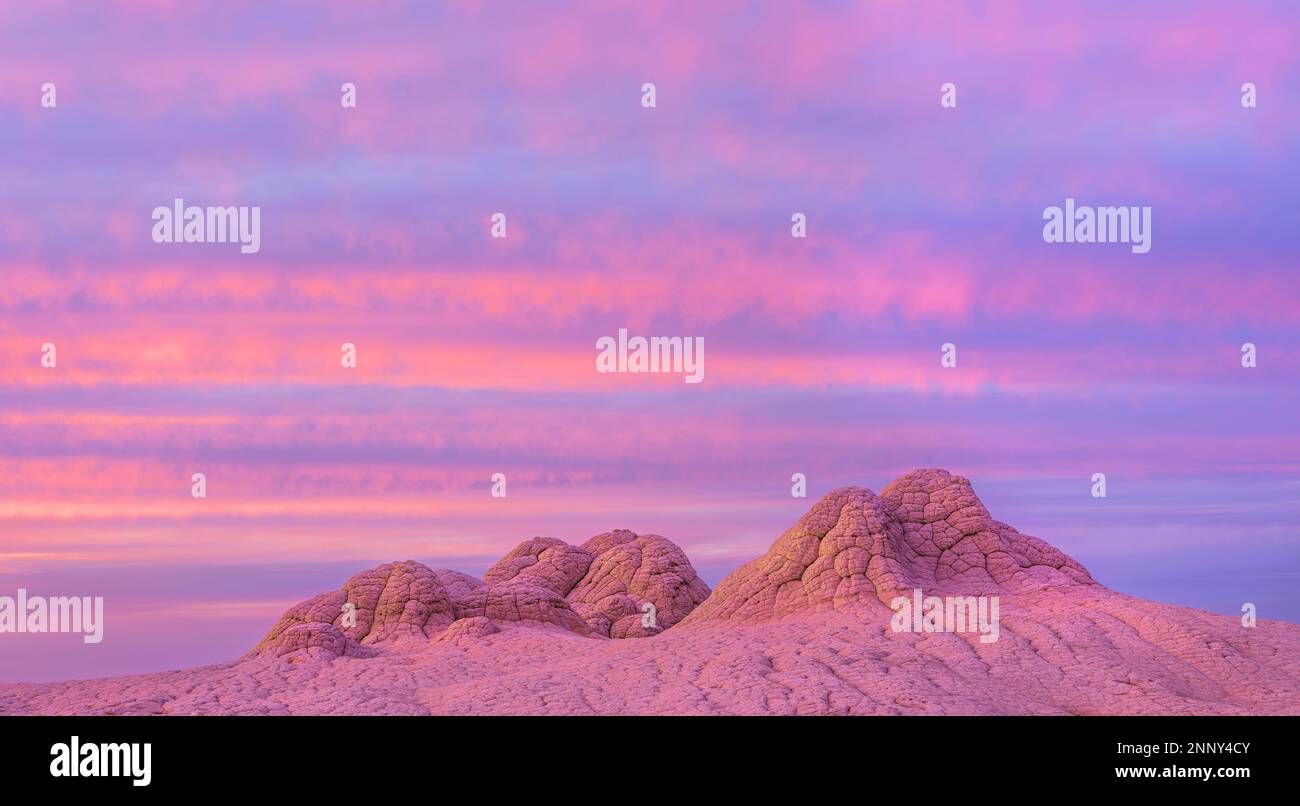 Formazioni rocciose al tramonto, Colorado Plateau, Arizona, USA Foto Stock