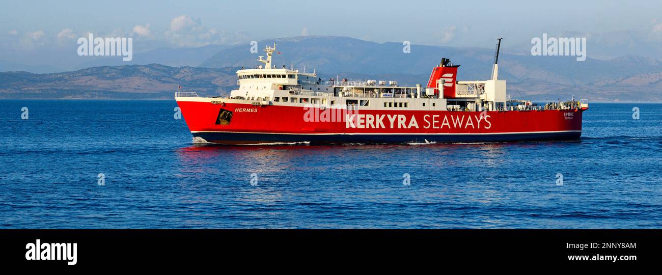 Traghetto passeggeri, Mar Ionio, Corfù, Isole IONIE, Grecia Foto Stock
