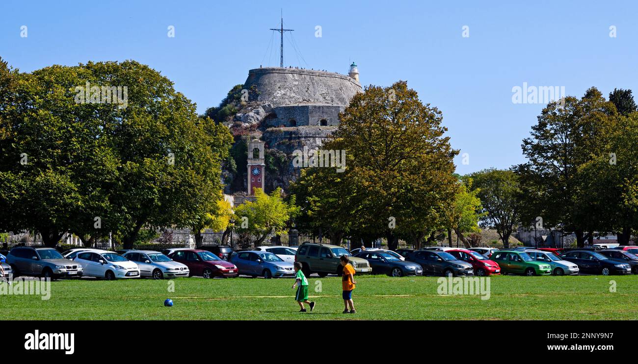 Città vecchia e fortezza vecchia, Corfù, Isole IONIE, Grecia Foto Stock