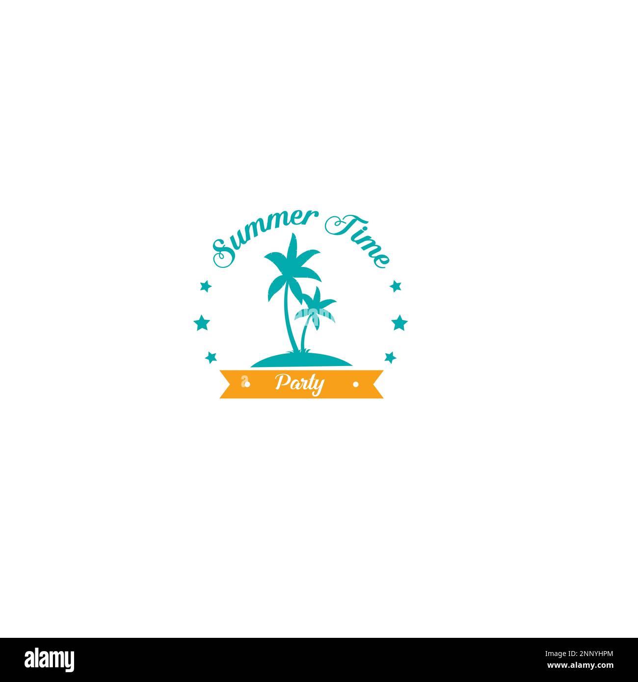 logo estate con simbolo di palma concetto di design piatto Illustrazione Vettoriale