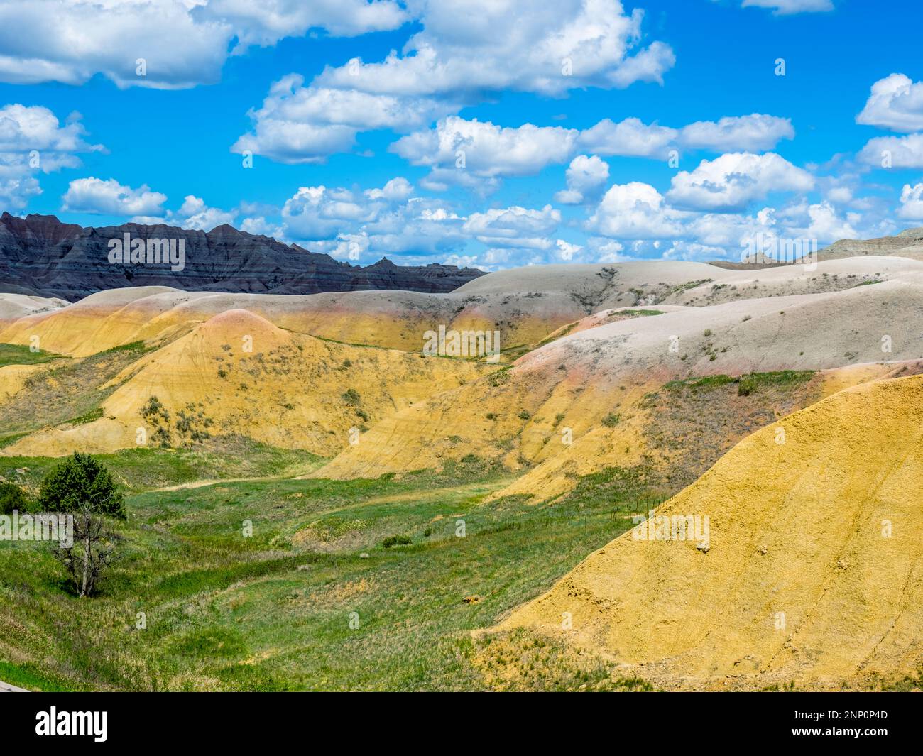 Montagne nel Badlands National Park, South Dakota, USA Foto Stock