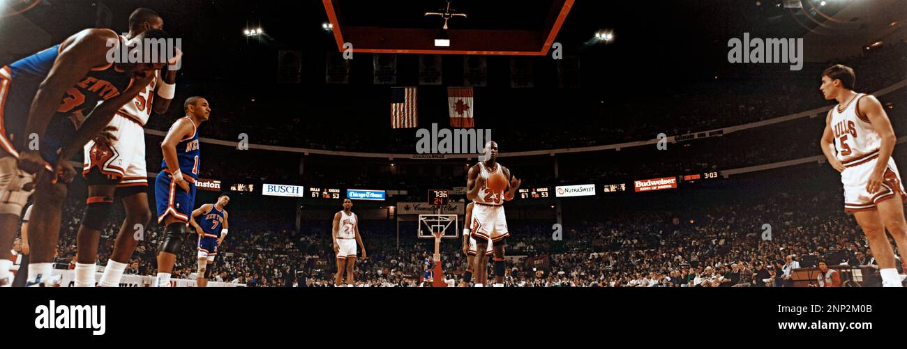 Michael Jordan durante la partita, Chicago Stadium, Chicago, Illinois, USA Foto Stock