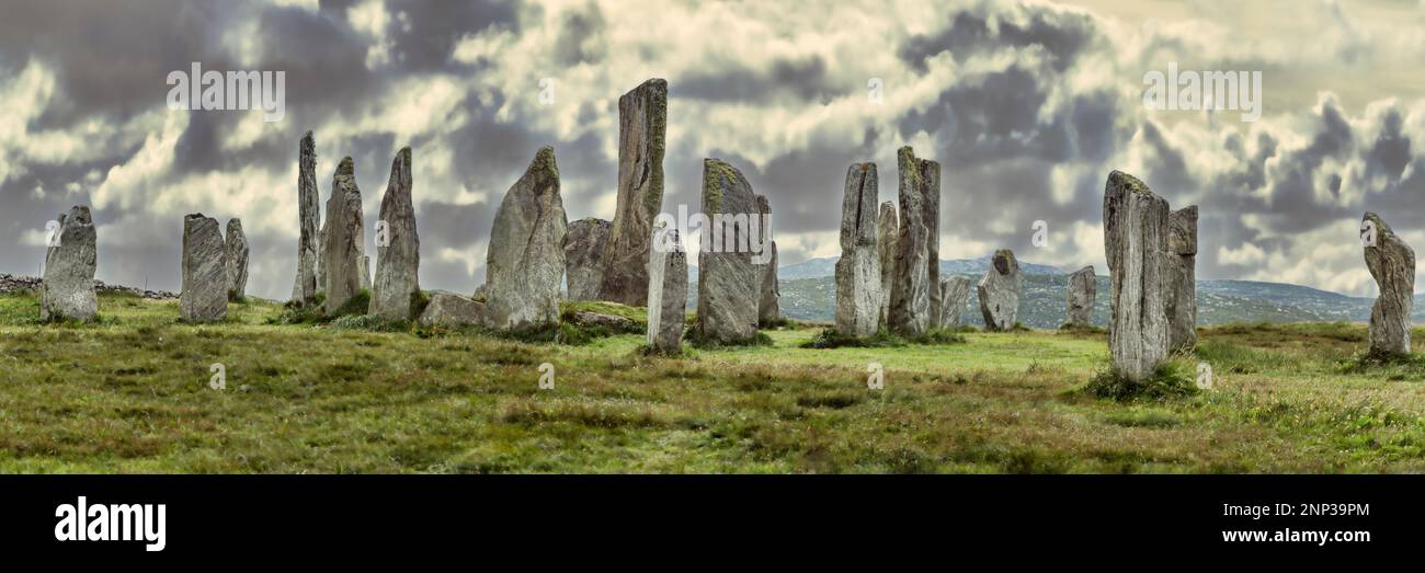 Callanish Standing Stones, Isola di Lewis, Scozia, Regno Unito Foto Stock