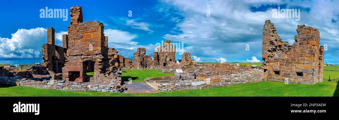 Rovine del castello, l'Ear Palace Kirkwal, Orkney, Scozia, Regno Unito Foto Stock