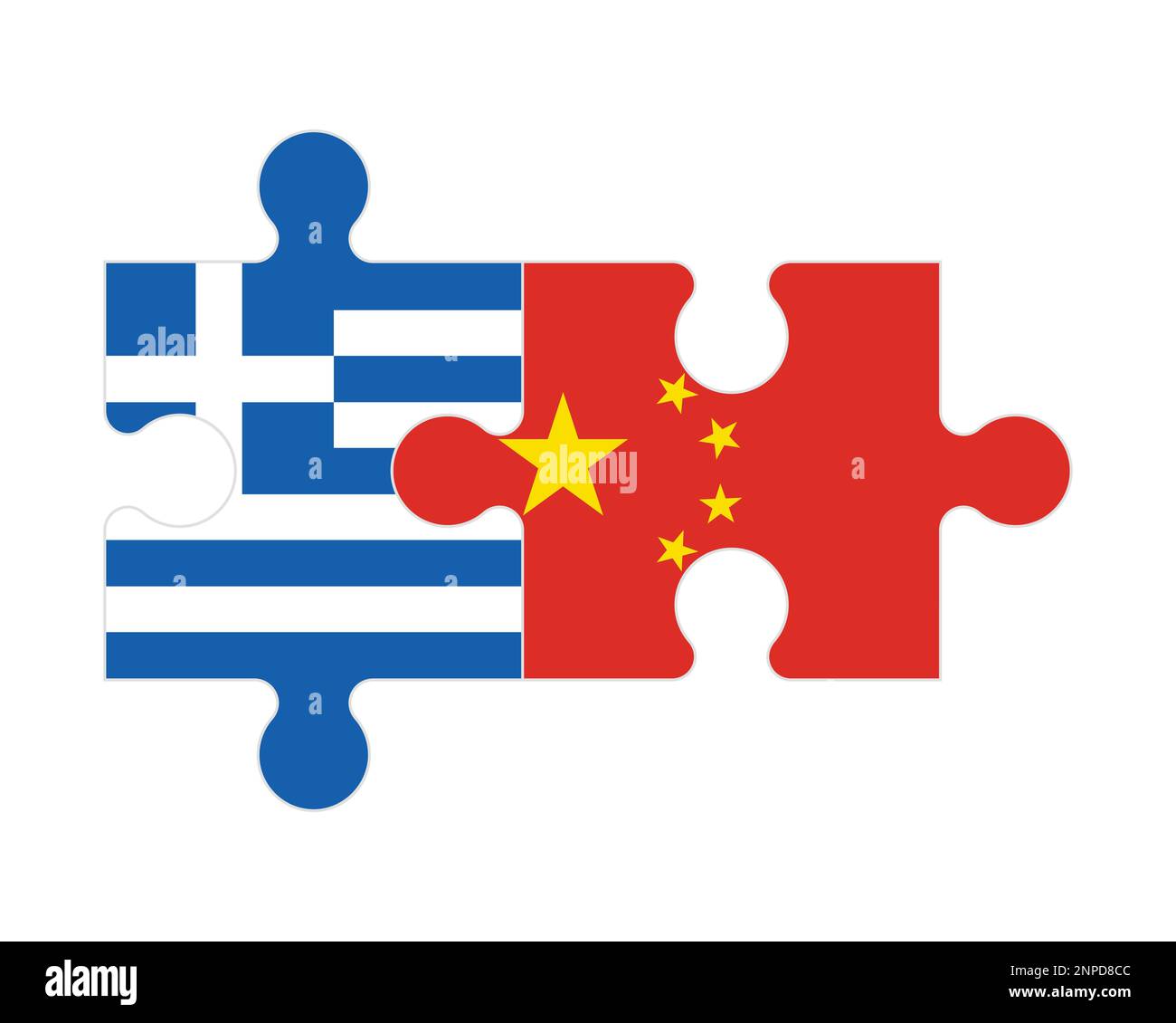 Puzzle connesso di bandiere di Grecia e Cina, vettore Illustrazione Vettoriale