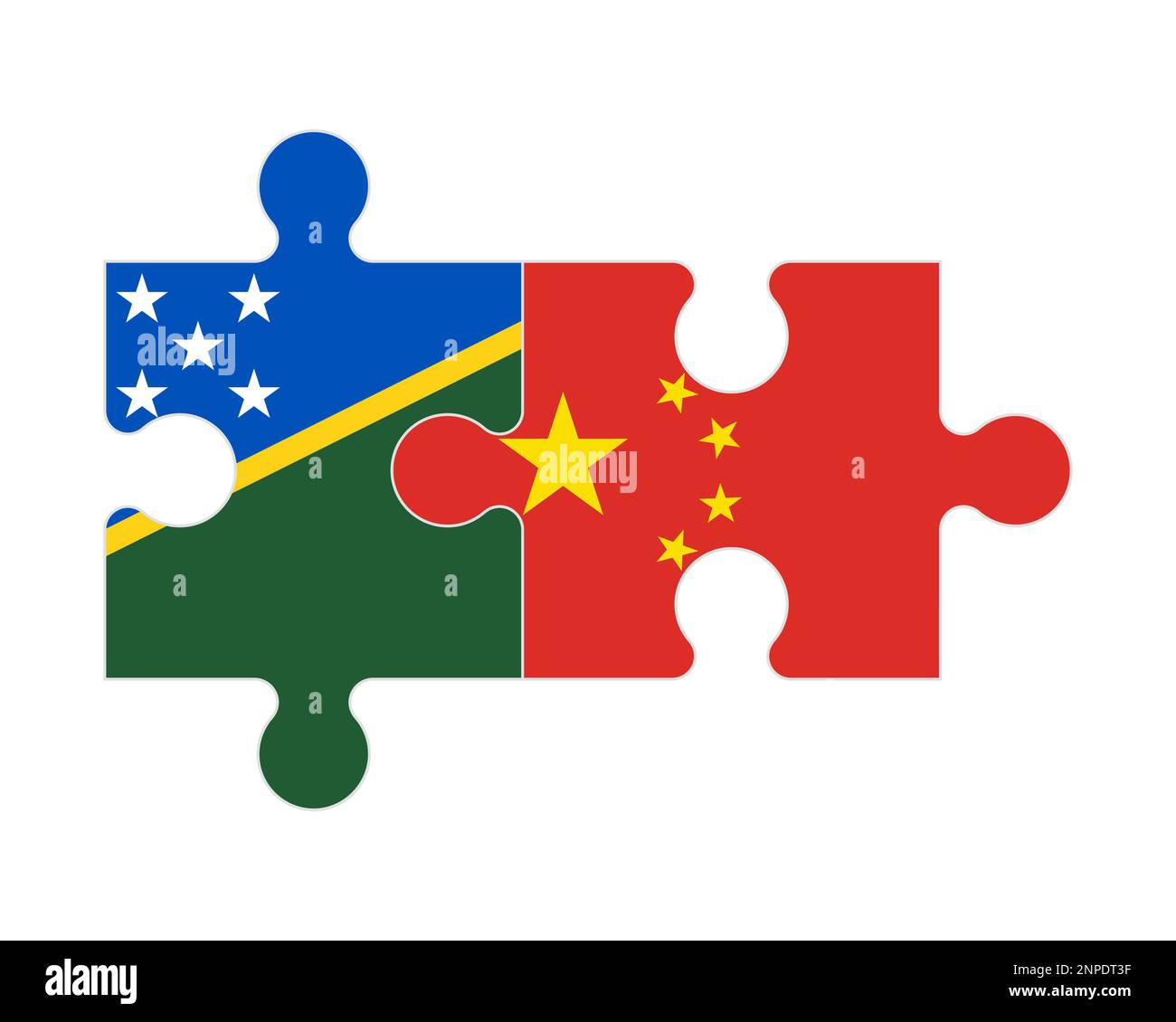 Puzzle connesso di bandiere di Isole Salomone e Cina, vettore Illustrazione Vettoriale