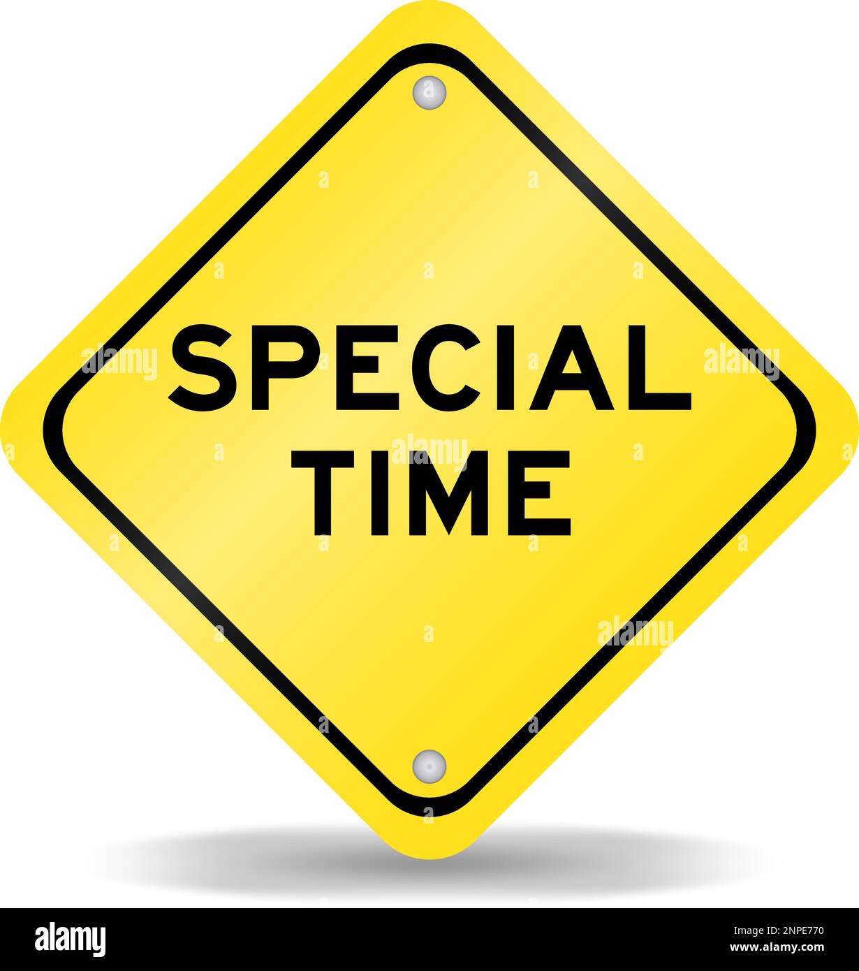 Cartello di colore giallo con scritta Special Time su sfondo bianco Illustrazione Vettoriale