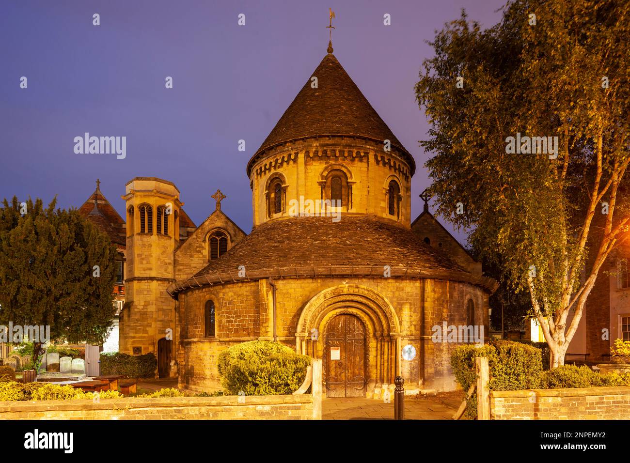 Serata alla Chiesa rotonda nel centro di Cambridge. Foto Stock