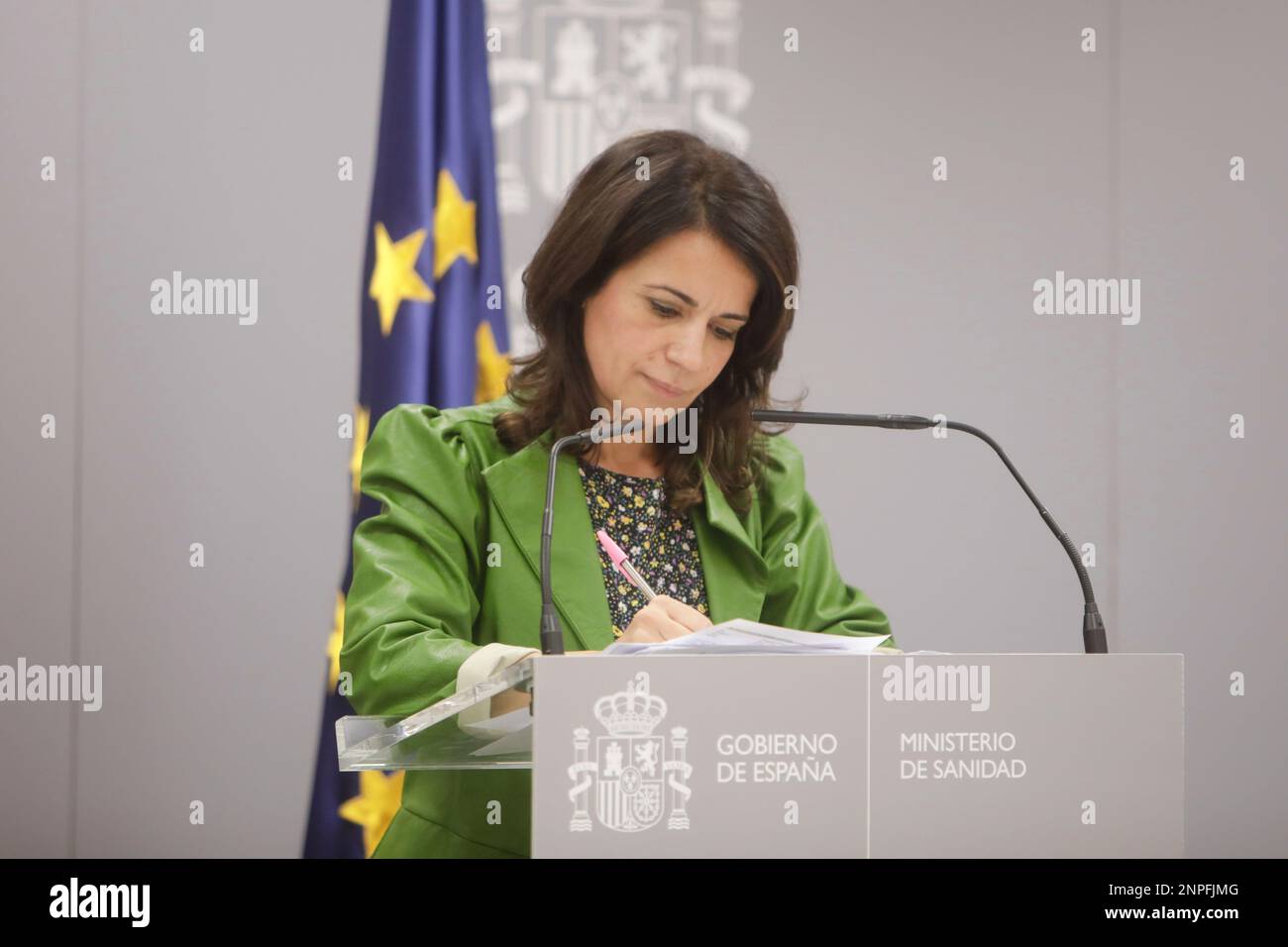 The Secretary of State for Health, Silvia Calzón, gives a press conference to report on the monitoring of the Covid-19 pandemic, at the Ministry of Health, in Madrid (Spain) on 24 September 2020. 24 SEPTEMBER 2020 HEALTH;HEALTH SYSTEM;HEALTH EUROPA PRESS/R.Rubio.POOL / Europa Press 09/24/2020 (Europa Press via AP) Foto Stock