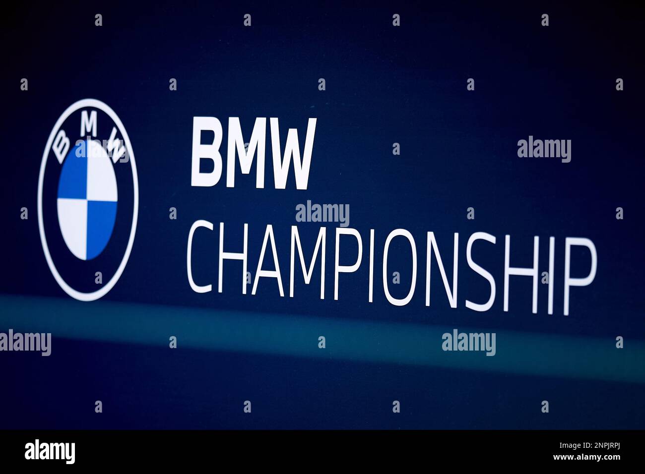 OLYMPIA FIELDS, IL - AUGUST 27: A detail view of the BMW Championship logo is seen during the first round of the BMW Championship on the North Course at Olympia Fields Country Club on August 27, 2020 in Olympia Fields, Illinois. (Photo by Robin Alam/Icon Sportswire) (Icon Sportswire via AP Images) Foto Stock