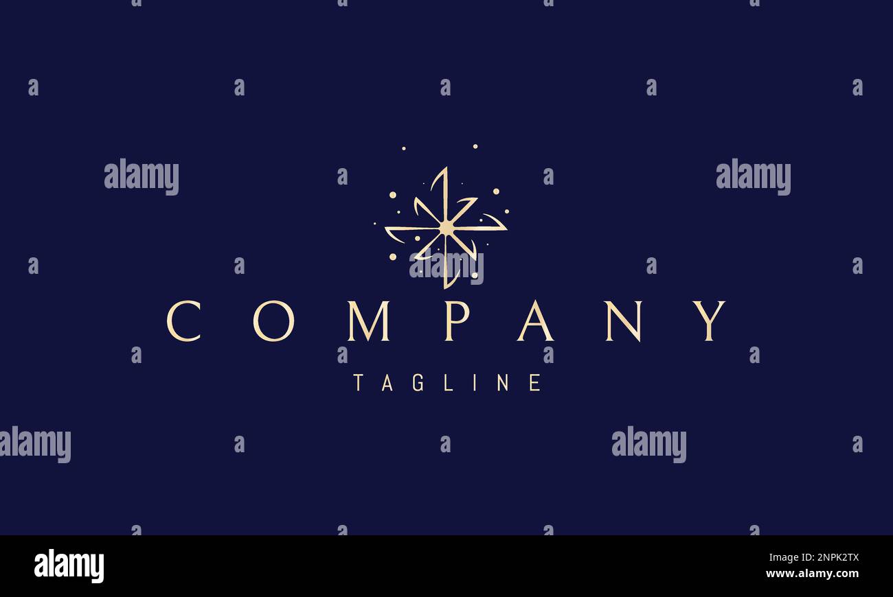 Logo Vector Golden su cui è raffigurante un'immagine astratta di una stella nello spazio sotto forma di viti. Illustrazione Vettoriale