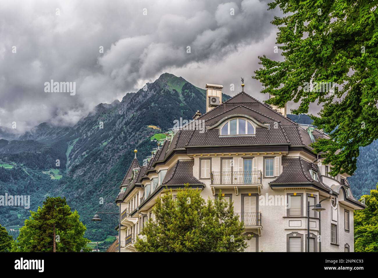 Woshing Haus Roemer Living situato a Merano, vicino al Castello della Principessa, alla stazione ferroviaria principale e al Teatro Merano - Provincia di Bolzano, Alto Adige, Italia Foto Stock
