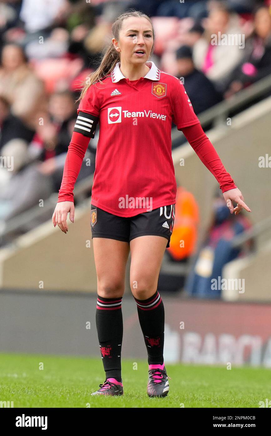 Katie Zelem #10 del Manchester United durante la partita della fa Cup di Vitality Women's Manchester United Women vs Durham Women FC al Leigh Sports Village, Leigh, Regno Unito, 26th febbraio 2023 (Foto di Steve Flynn/News Images) Foto Stock