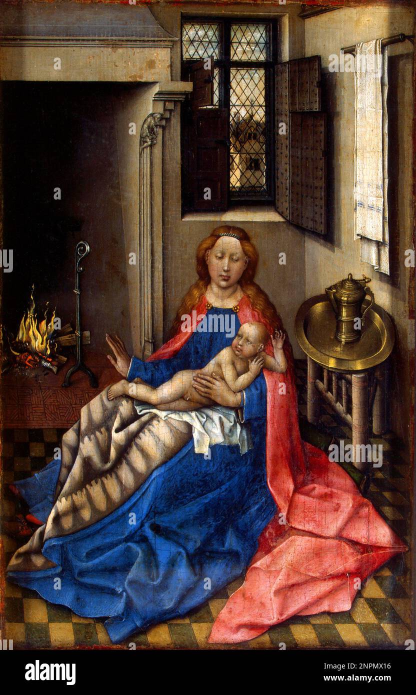 Vergine e Bambino, Pittura di Robert Campin Foto Stock