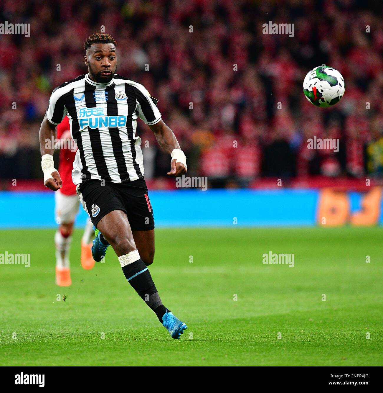 Wembley, Londra, Regno Unito. 26th Feb, 2023. Allan Saint-Maximin di Newcastle United durante la finale di Carabao Cup tra Manchester United e Newcastle United a Old Trafford il 26th 2023 febbraio, Inghilterra. (Foto di Jeff Mood/phcimages.com) Credit: PHC Images/Alamy Live News Foto Stock