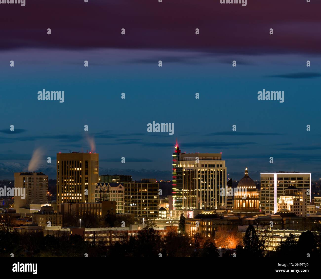 Cielo notturno in Idaho sulla città di Boise Foto Stock