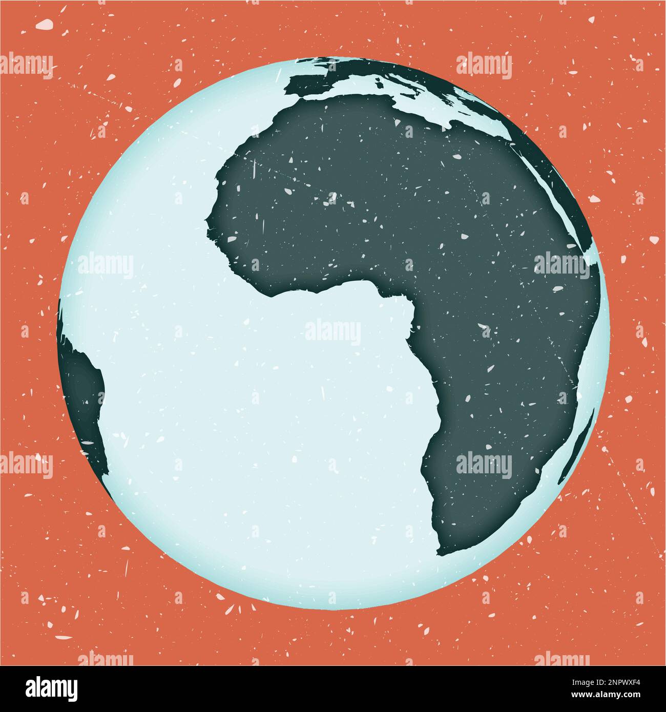 Poster delle mappe mondiali. Proiezione satellitare (prospettiva inclinata). Forma vintage World con texture grunge. Eccellente illustrazione vettoriale. Illustrazione Vettoriale