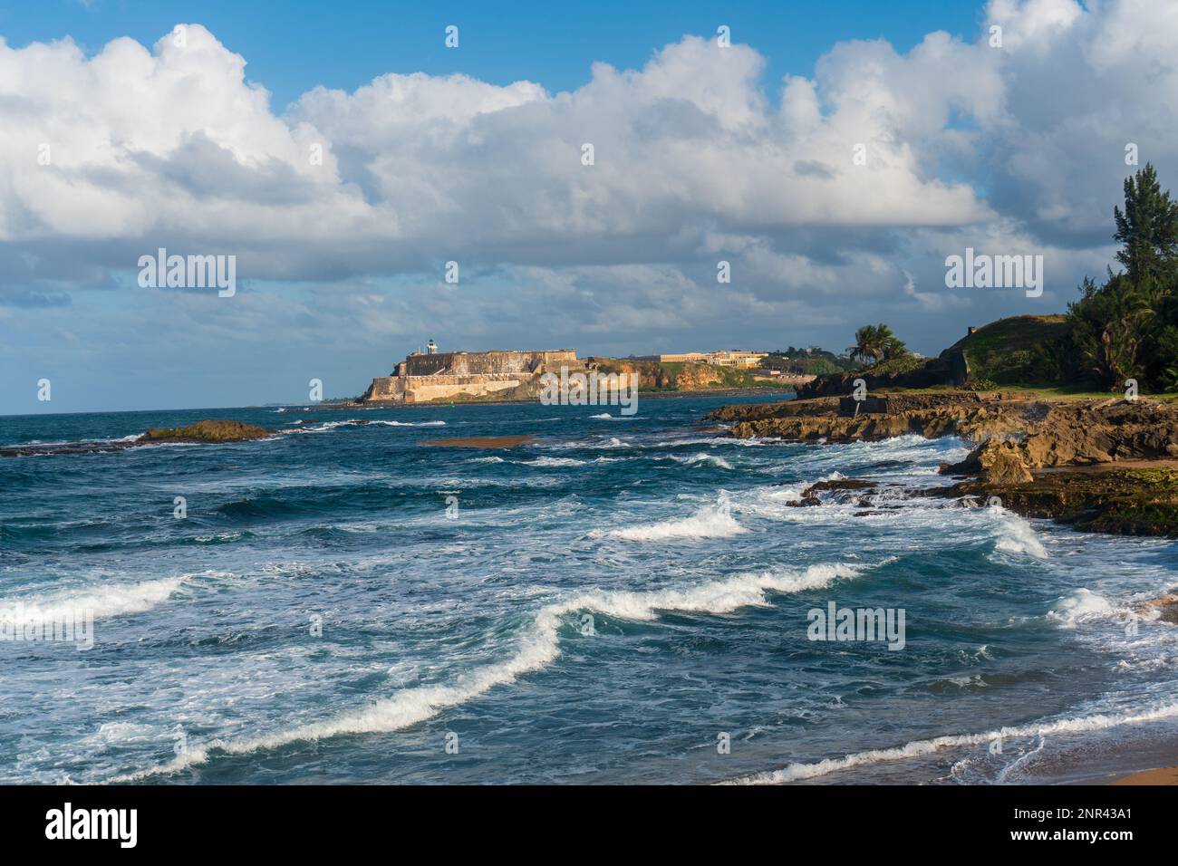 Splendida vista sul castello di El Morro, San Juan, Puerto Rico Foto Stock