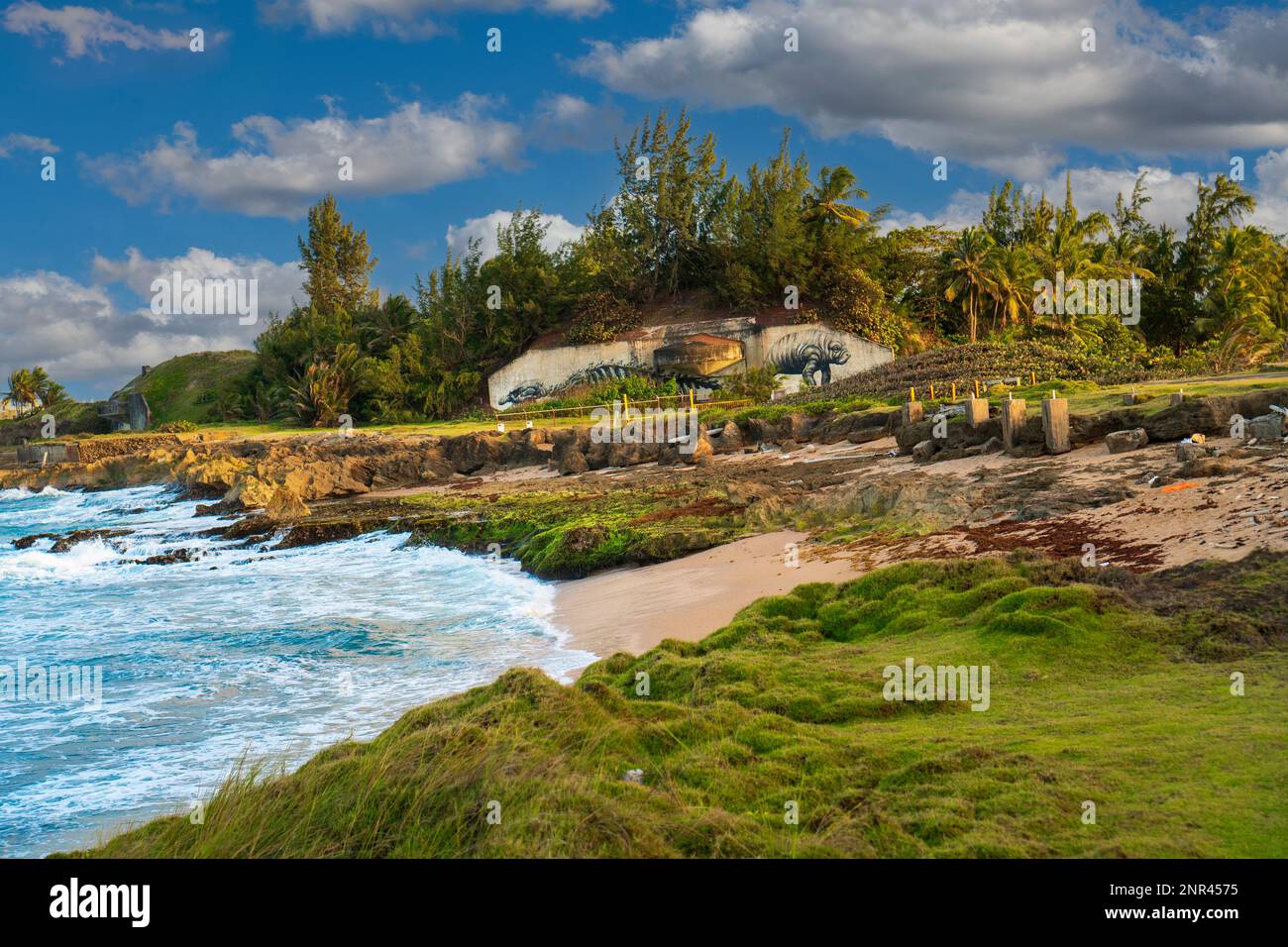 Abbandonare gli Stati Uniti Esercito Fort Amezquita's Gun Bunkers San Juan Puerto Rico Foto Stock