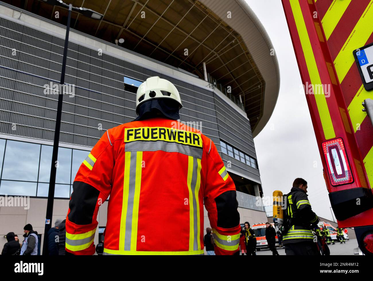Vigili del fuoco, PreZero Arena, Sinsheim, Baden-Wuerttemberg, Germania Foto Stock