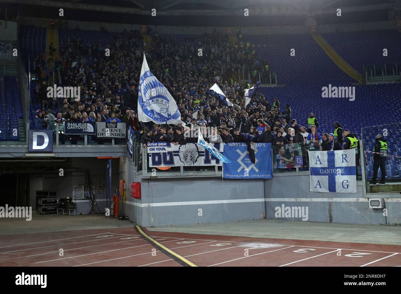 KAA Gent Supporters during the UEFA Europa League match between Roma and Gent at Stadio Olimpico, Rome, Italy on 20 February 2020.(Photo by UKSP/Espa-Images)(Credit Image: © ESPA Photo Agency/CSM via ZUMA Wire) (Cal Sport Media via AP Images) Foto Stock