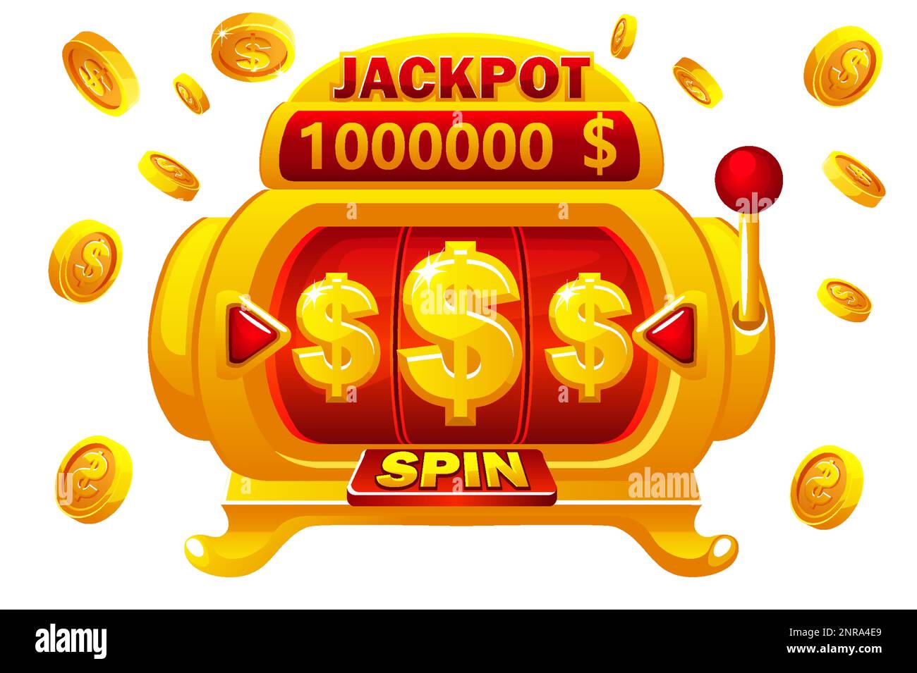 Slot machine Golden. Slot machine per casinò online e slot game. Esplosione di monete Illustrazione Vettoriale