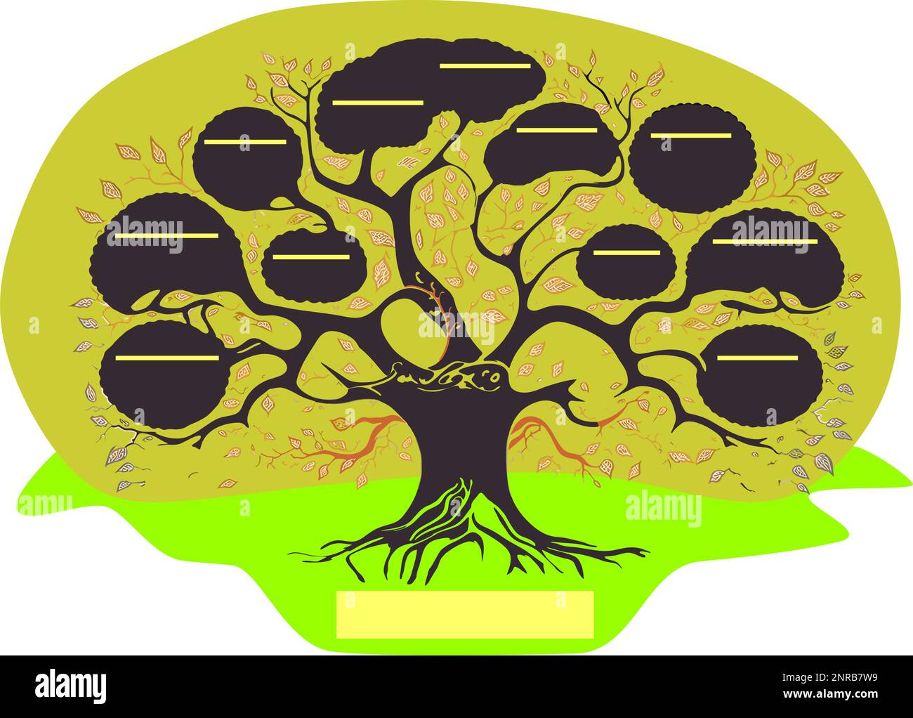 rappresentazione schematica dei legami familiari dell'albero genealogico del dipinto sotto forma di un albero simbolico condizionale Illustrazione Vettoriale