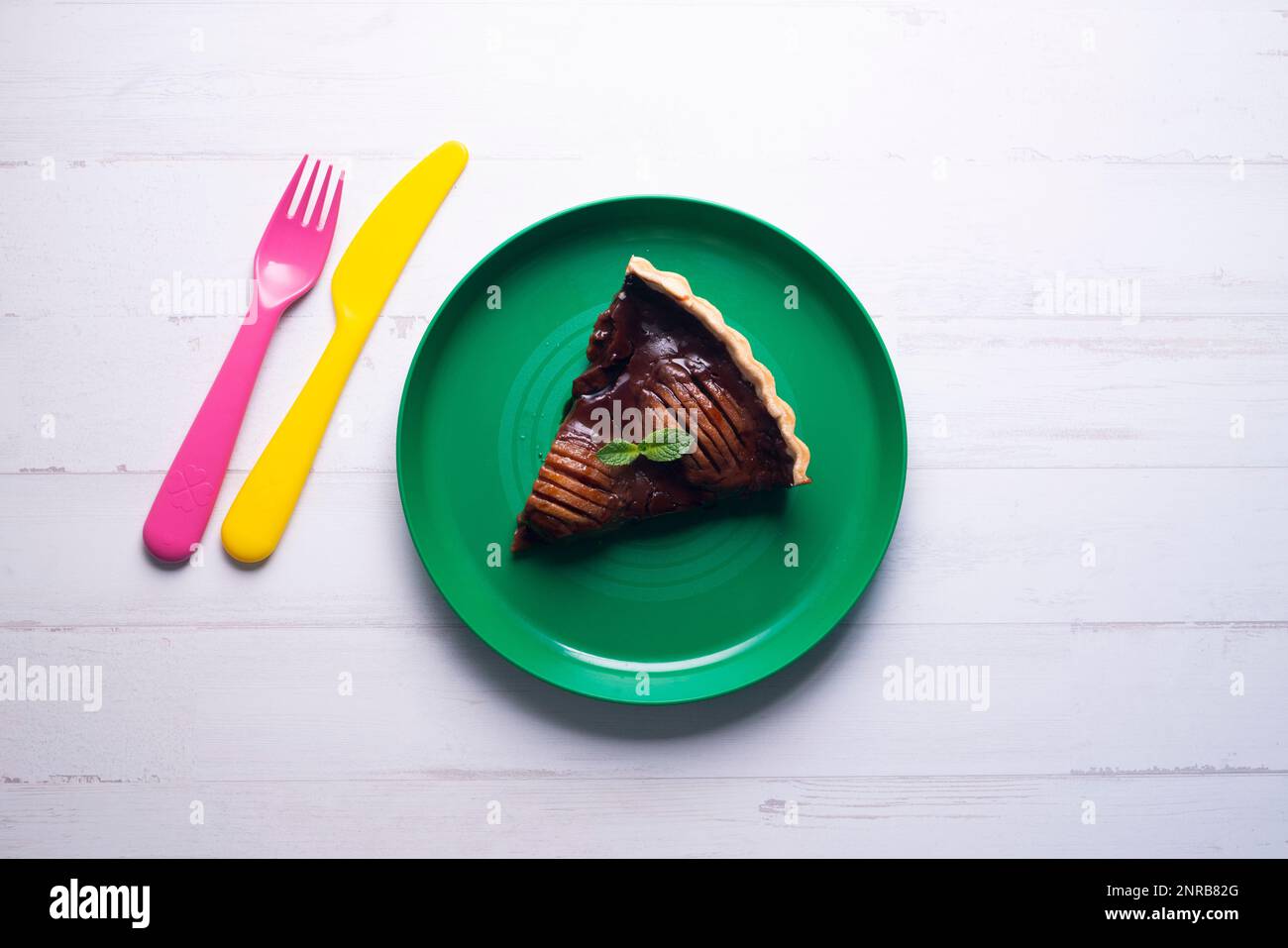 Crostata di pera con caramello e mascarpone Foto Stock