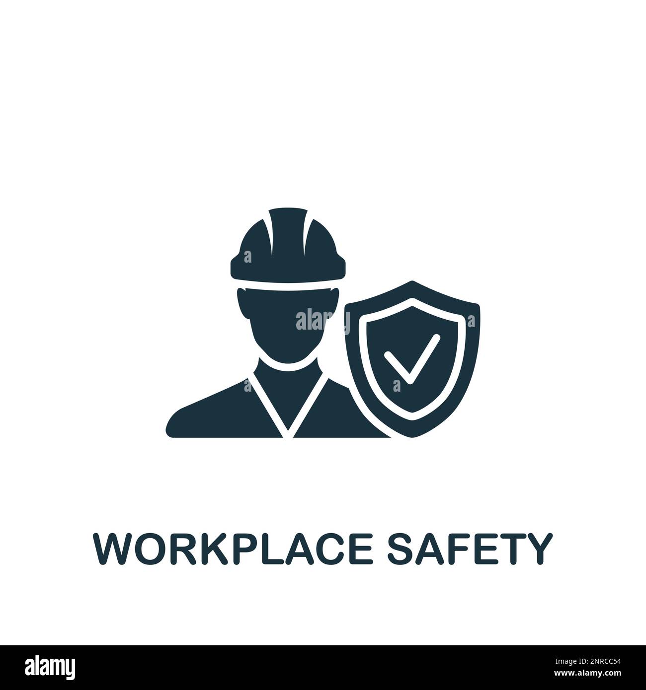 Icona sicurezza sul luogo di lavoro. Firma semplice monocromatica dalla raccolta di sicurezza. Icona sicurezza sul luogo di lavoro per logo, modelli, web design e infografiche. Illustrazione Vettoriale
