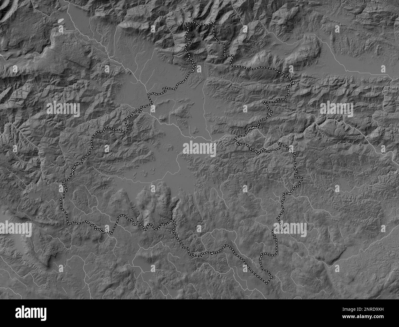 Osrednjeslovenska, regione statistica della Slovenia. Mappa in scala di grigi con laghi e fiumi Foto Stock