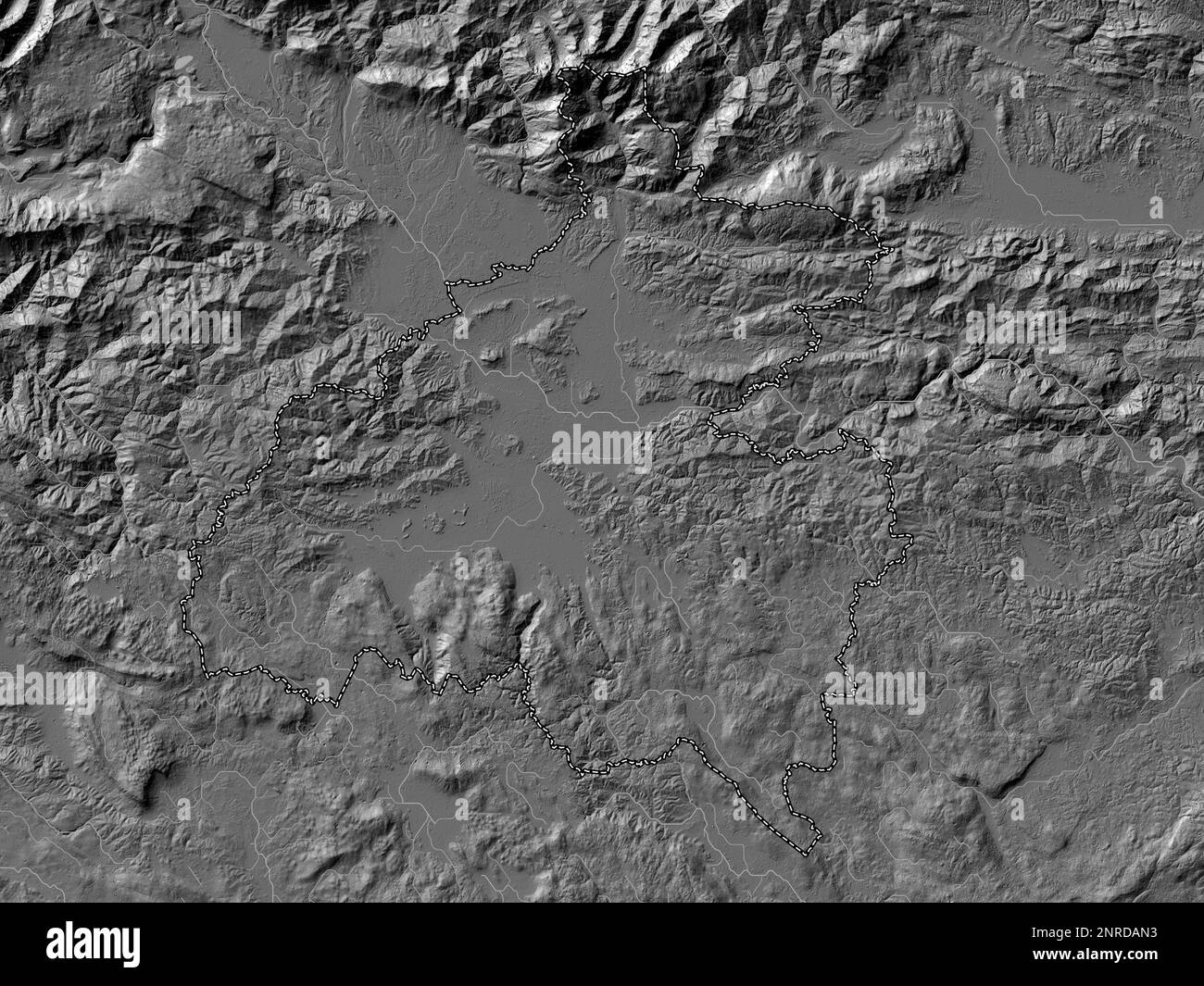 Osrednjeslovenska, regione statistica della Slovenia. Mappa altimetrica bilivello con laghi e fiumi Foto Stock