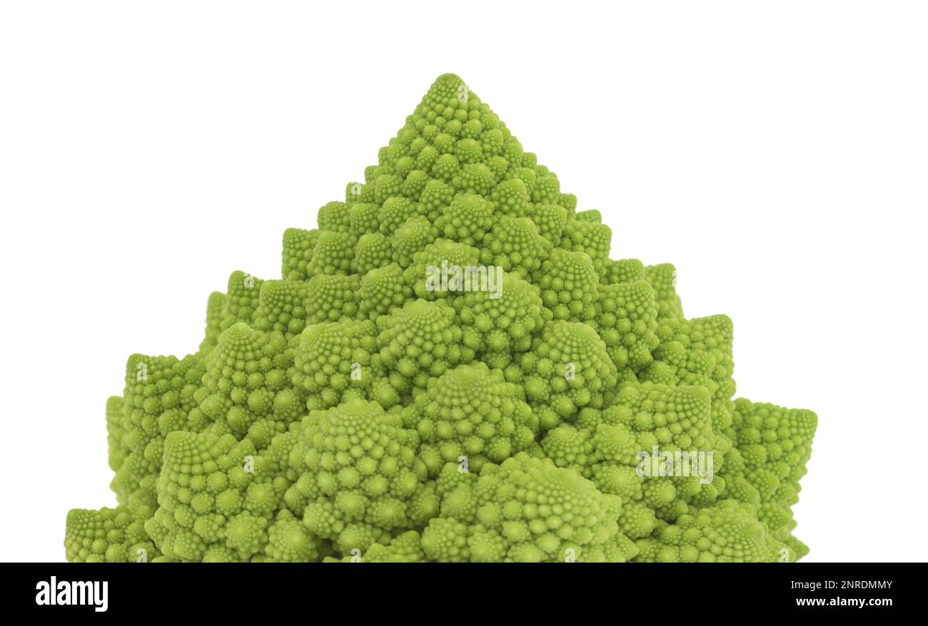 Broccoli romanesco freschi su sfondo bianco Foto Stock