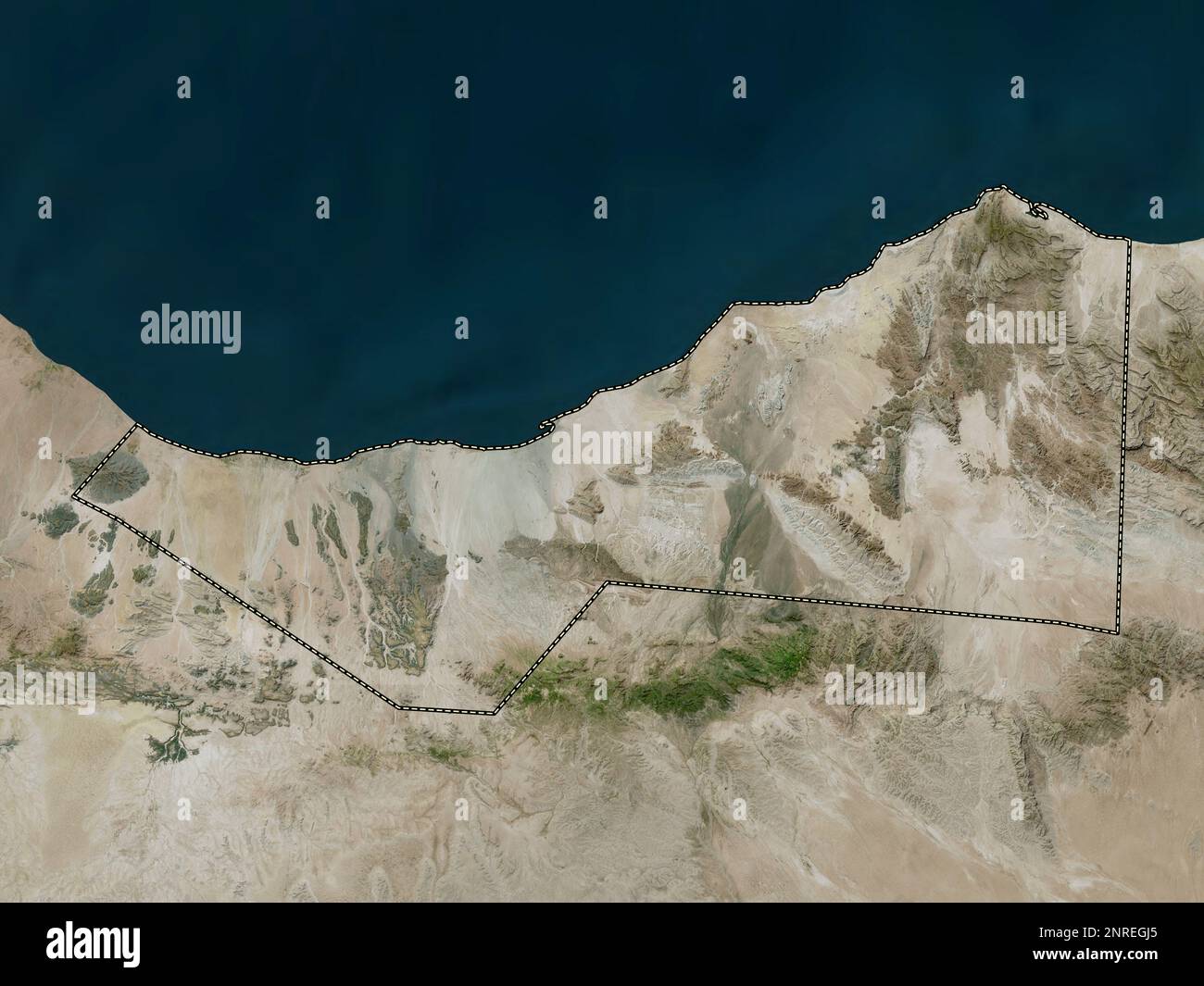 Sahil, regione del Somaliland. Mappa satellitare ad alta risoluzione Foto Stock