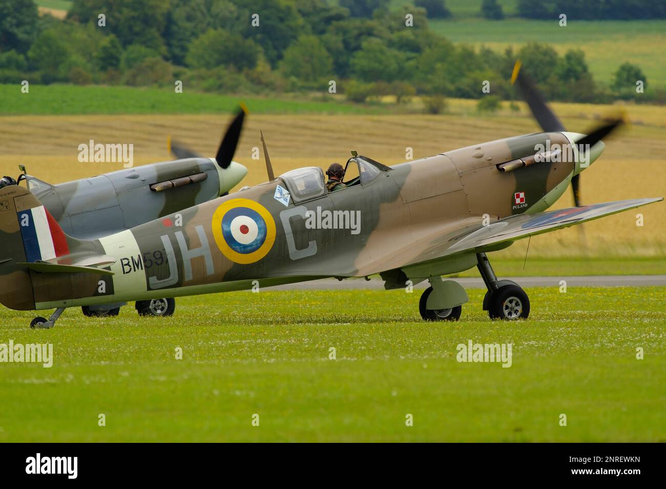 Vickers Supermarine Spitfire Mk VB, BM597, G-MKVB, Flying Legends 2014, Duxford Air Display, Cambridgeshire, Inghilterra, Regno Unito, Foto Stock