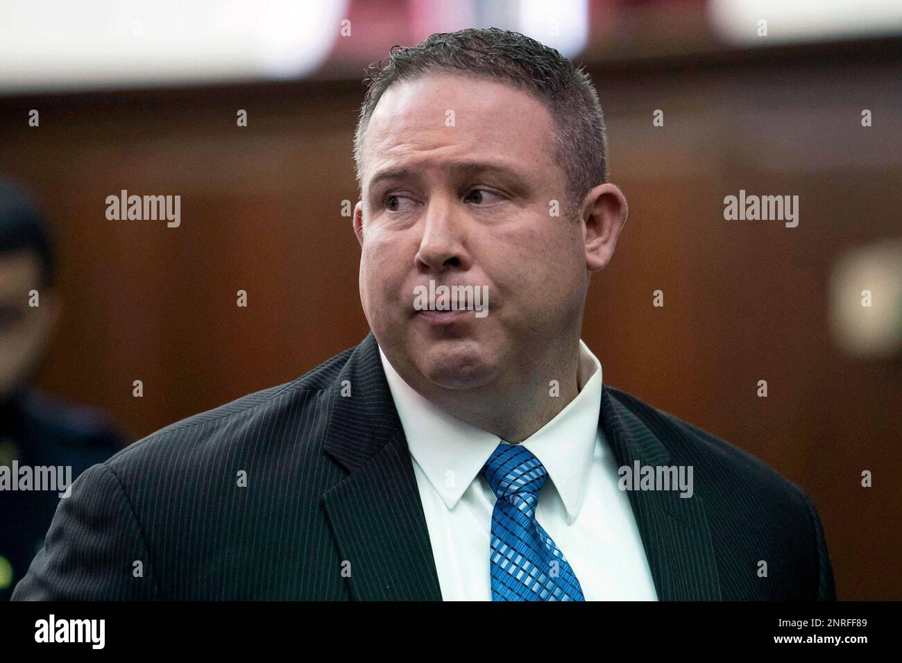 Former Yonkers Detective Sean Fogarty appears in Manhattan Criminal Court Friday, Dec. 27, 2019 in New York. Fogarty admitted Friday that he lied to a grand jury about a cocaine bust that sent a Bronx man to jail for more than four months. (Steven Hirsch/New York Post via AP, Pool) Foto Stock