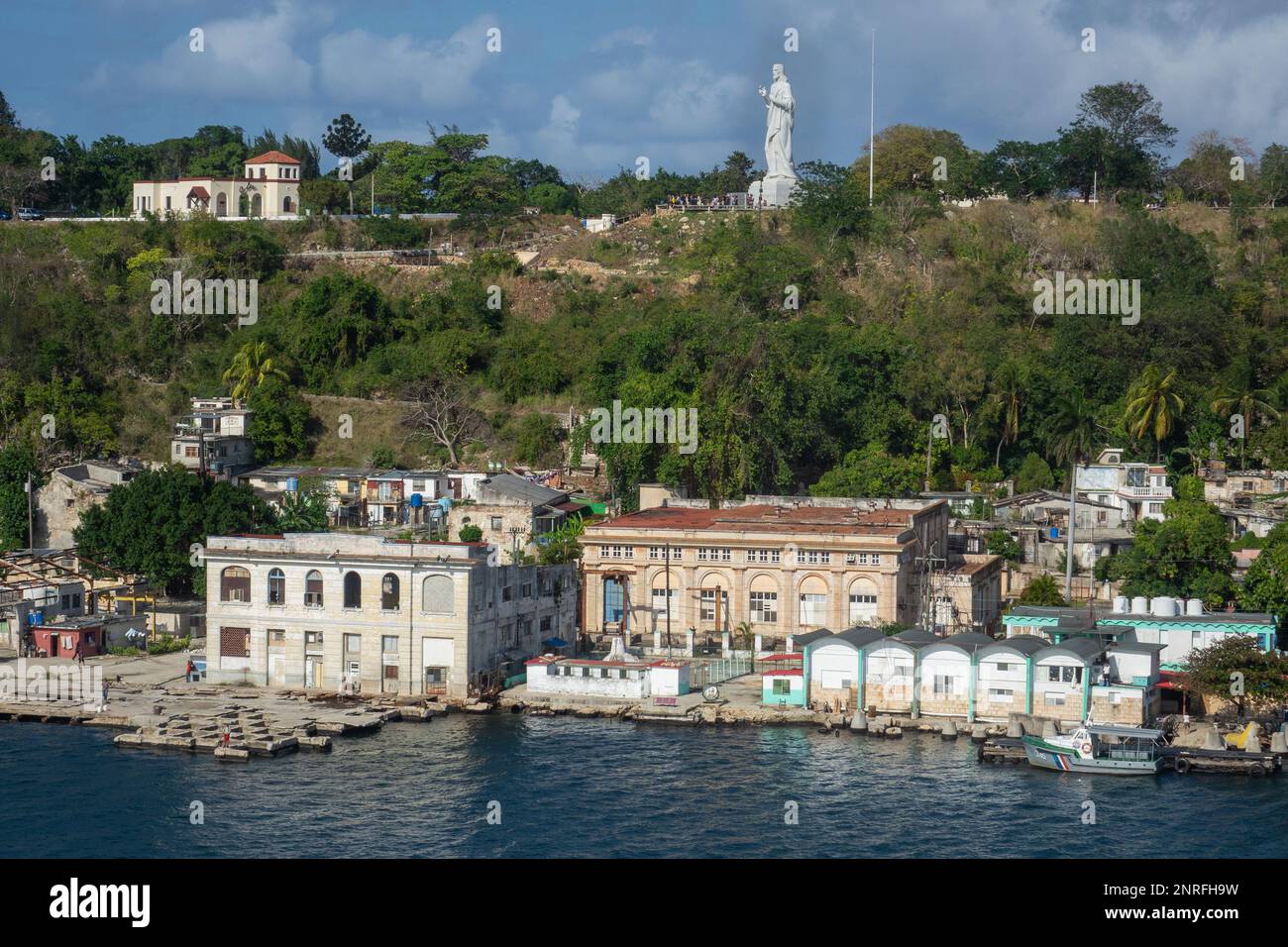Caraibi, Cuba, l'Avana, Casablanca e statua di Cristo Foto Stock