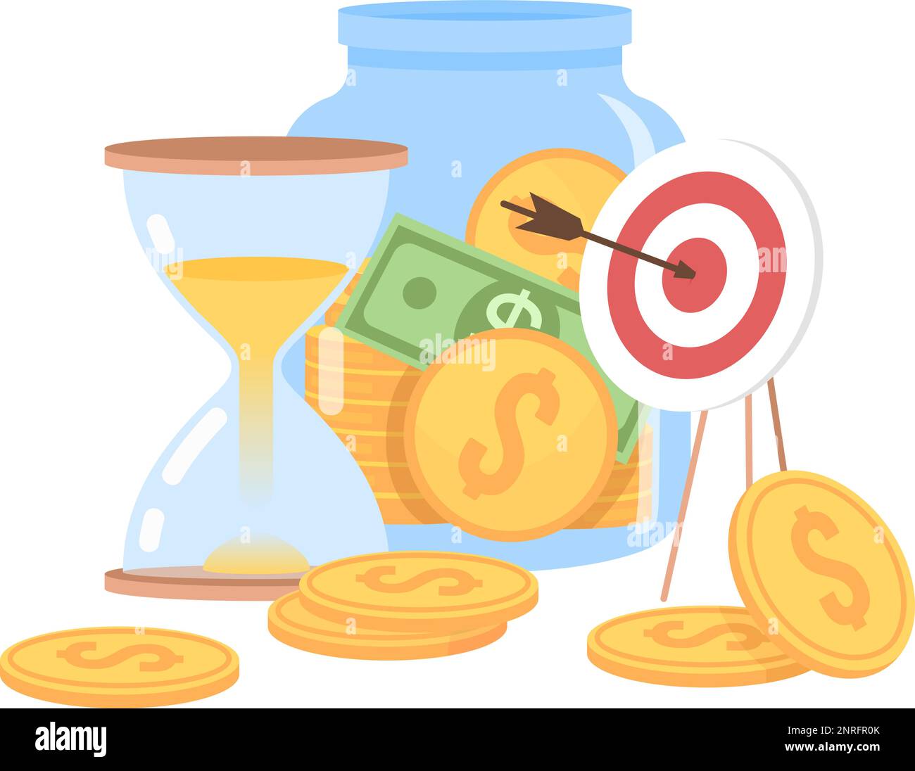 Raggiungere obiettivi finanziari a breve termine concetto piatto vettore spot illustrazione Illustrazione Vettoriale